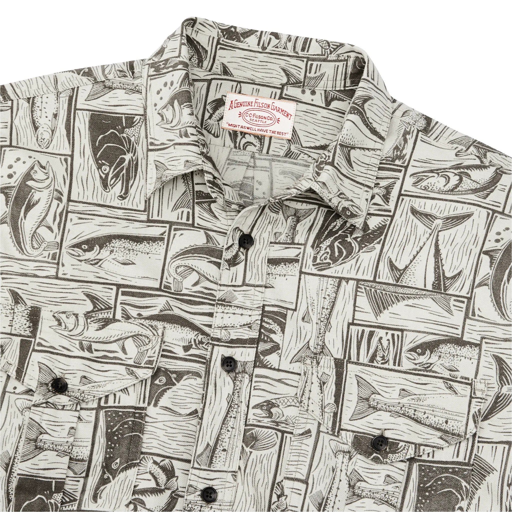 Lightweight Alaskan Guide Shirt - Stone Brown Cutwork Fish Print sold by Filson product image thumbnail 4