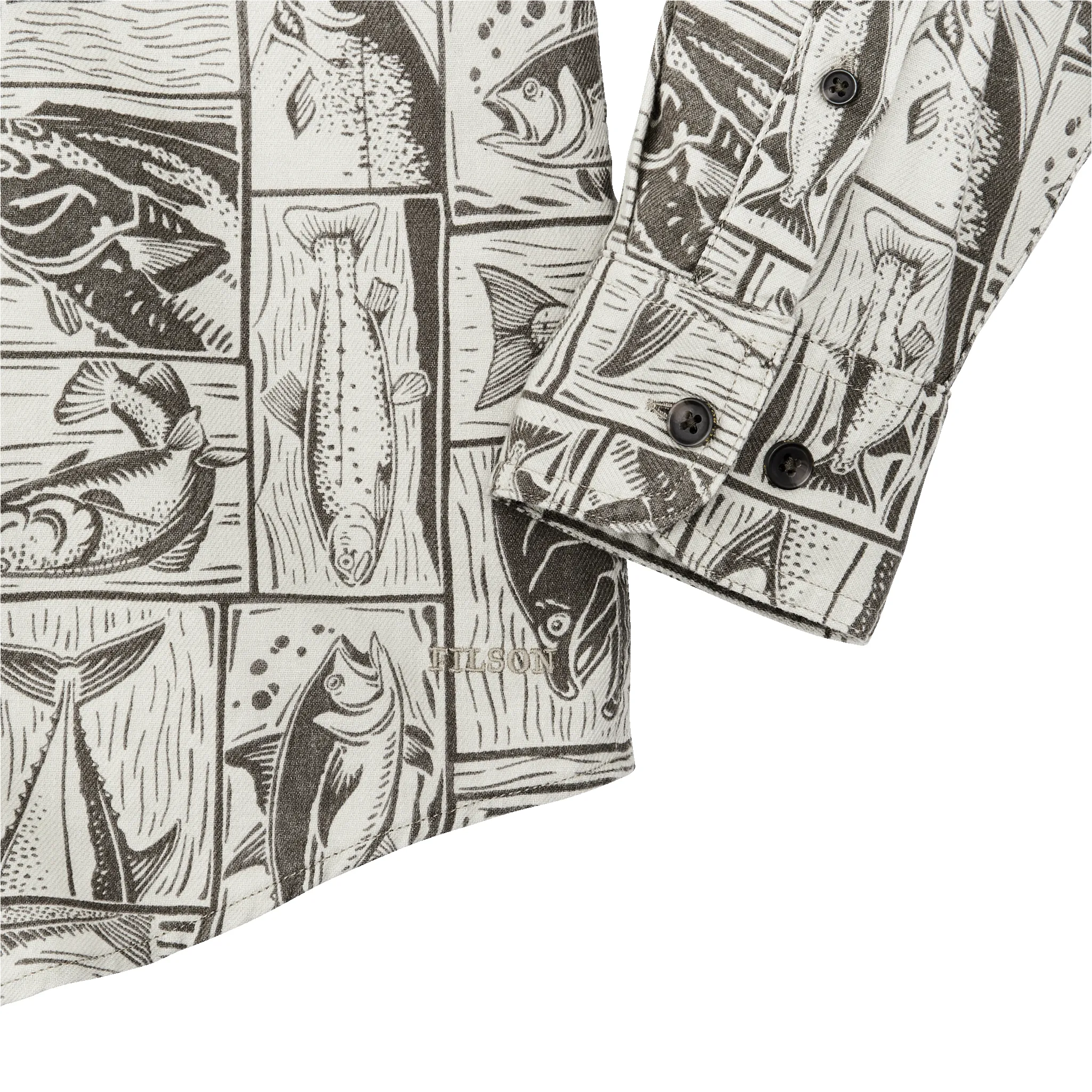 Lightweight Alaskan Guide Shirt - Stone Brown Cutwork Fish Print sold by Filson product image thumbnail 5