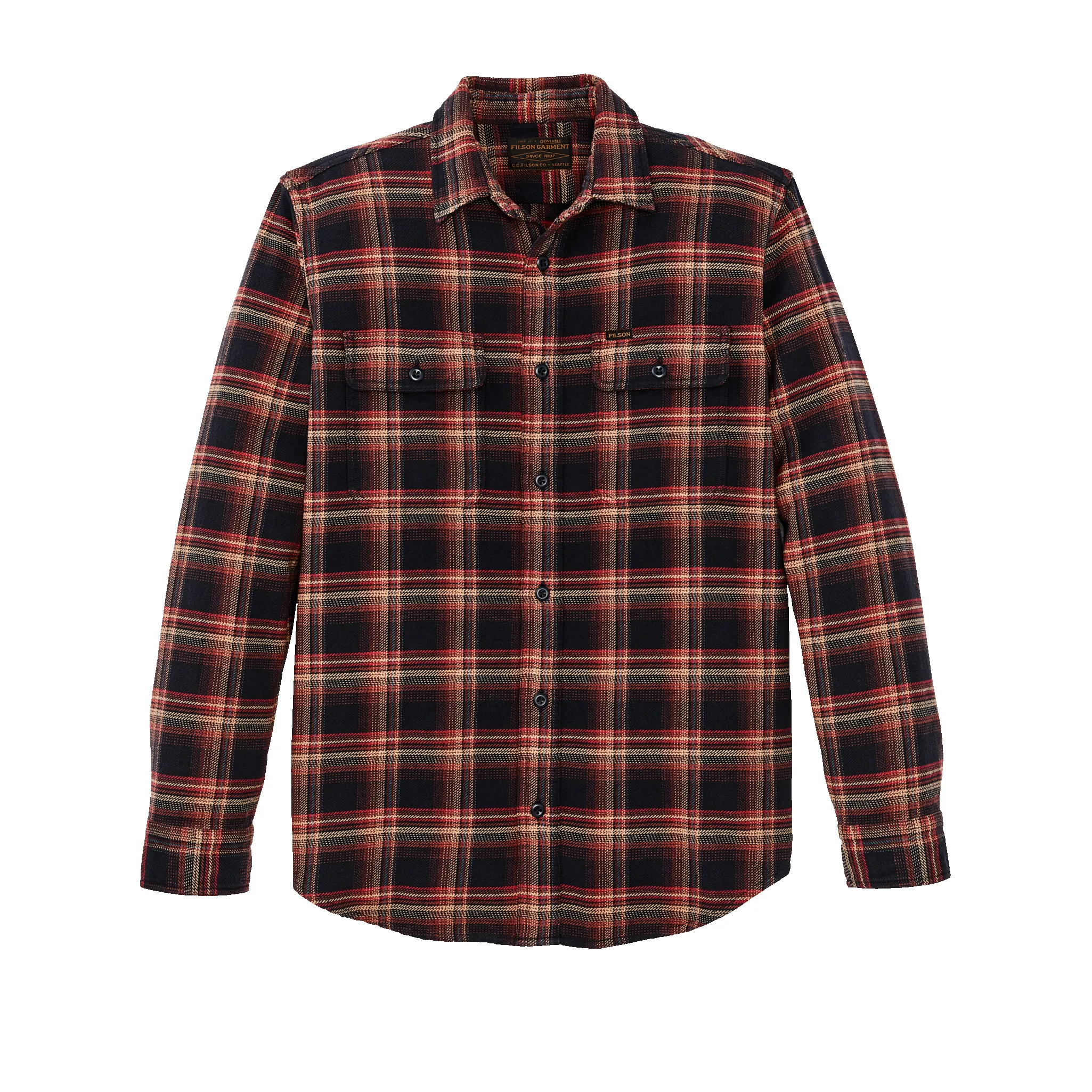 Vintage Flannel Work Shirt - Black / Rust / Multi Plaid sold by Filson