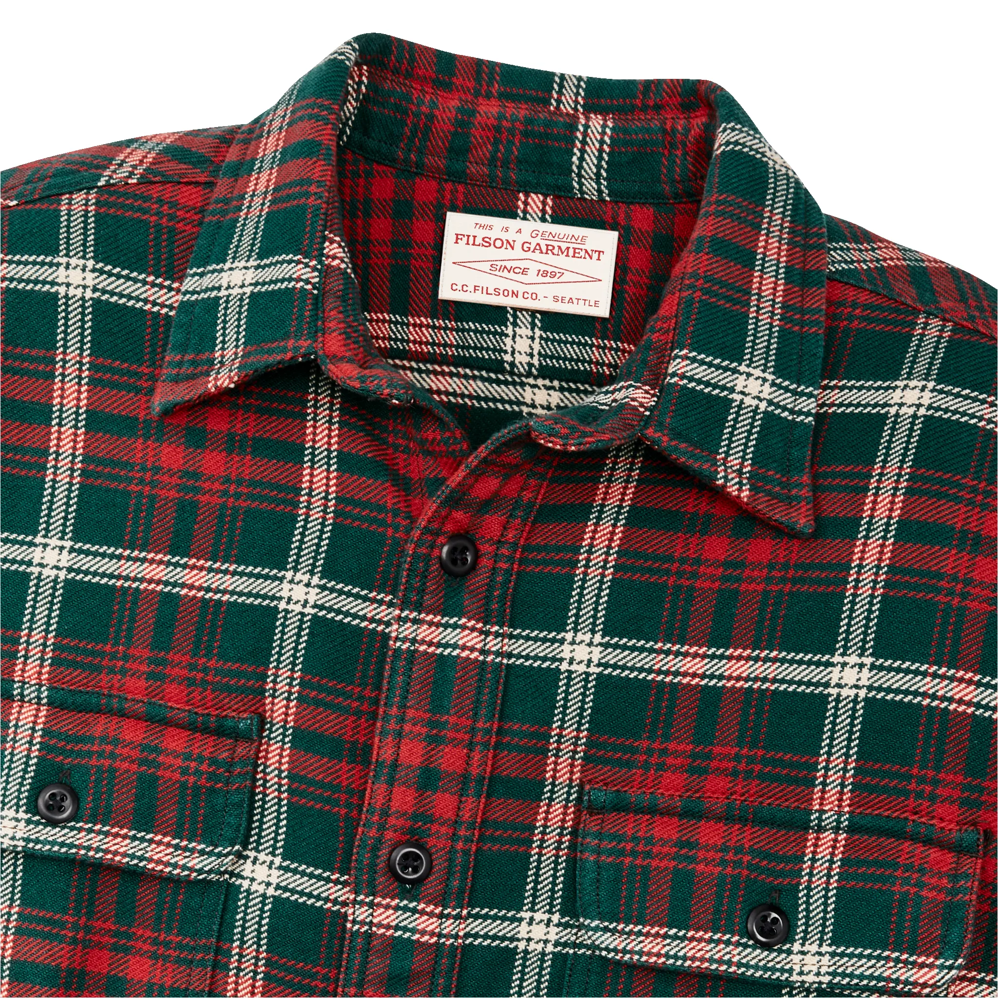 Vintage Flannel Work Shirt - Green / Red / White Plaid sold by Filson product image thumbnail 3