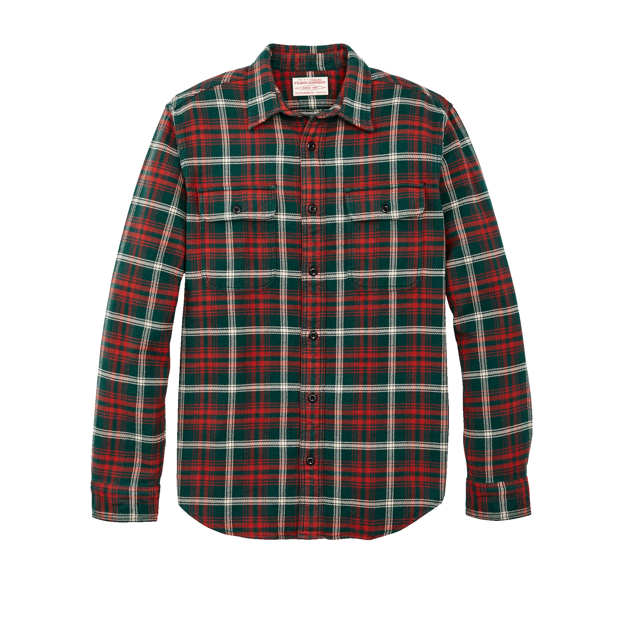 Vintage Flannel Work Shirt - Green / Red / White Plaid sold by Filson