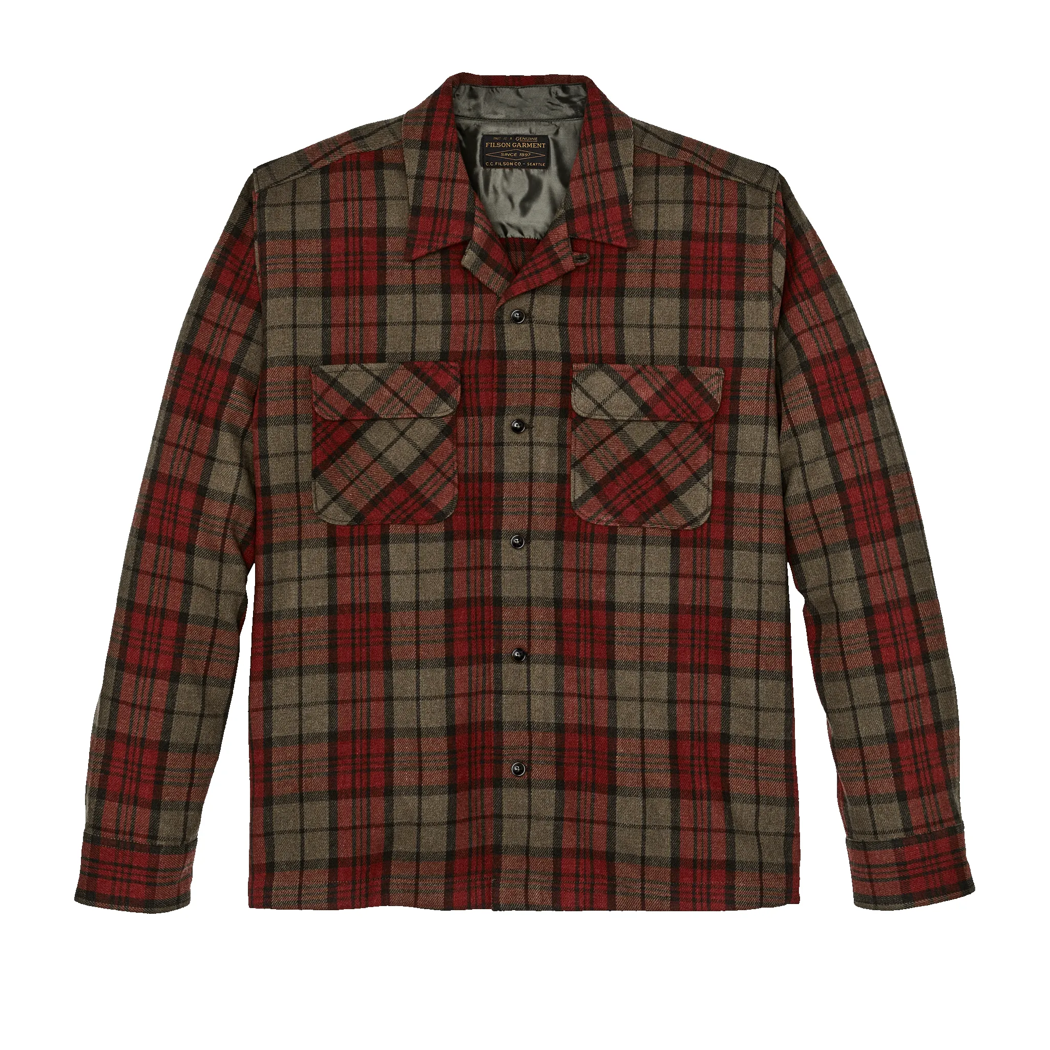 Buckner Wool Camp Shirt - Olive / Red / Multi Plaid sold by Filson