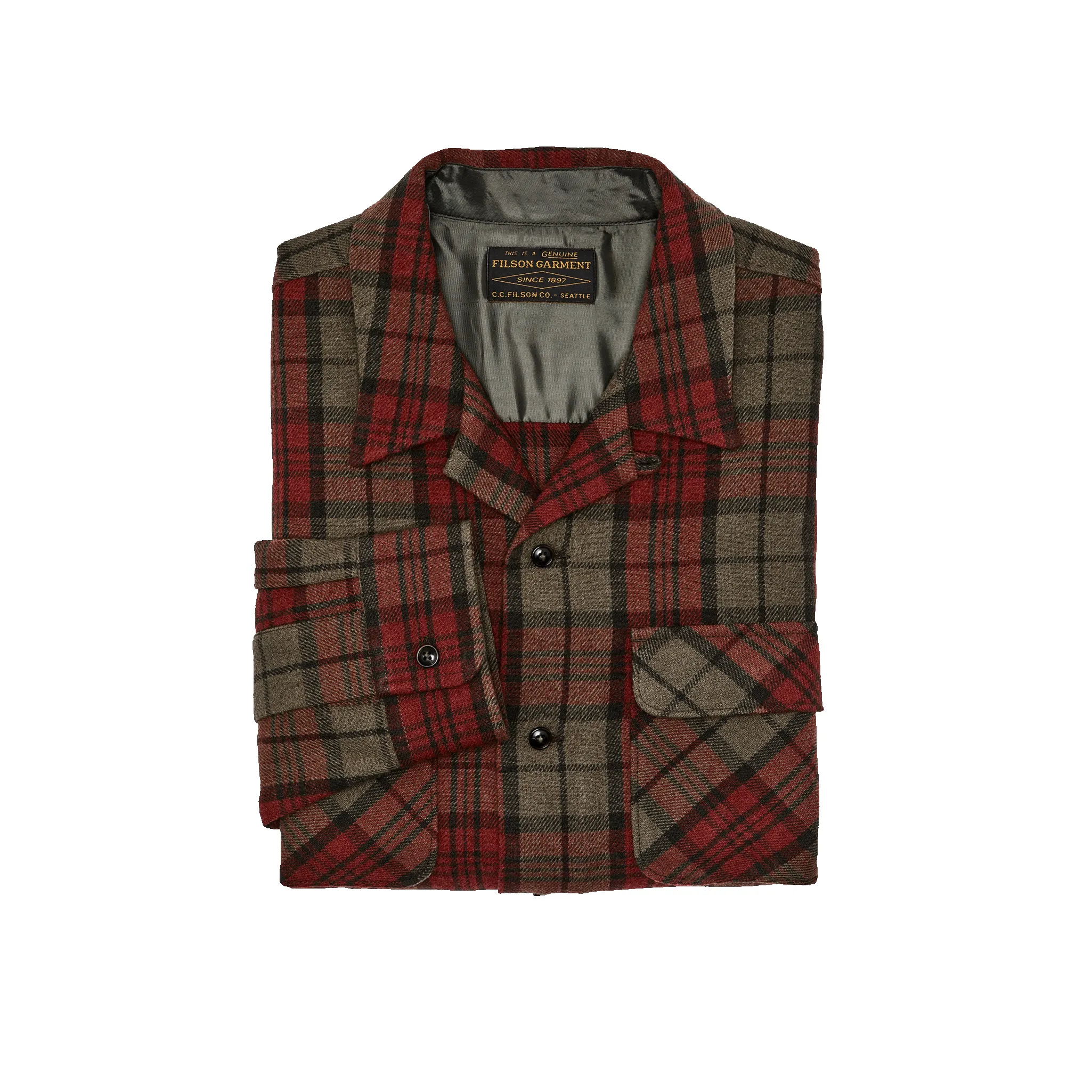 Buckner Wool Camp Shirt - Olive / Red / Multi Plaid sold by Filson product image thumbnail 2