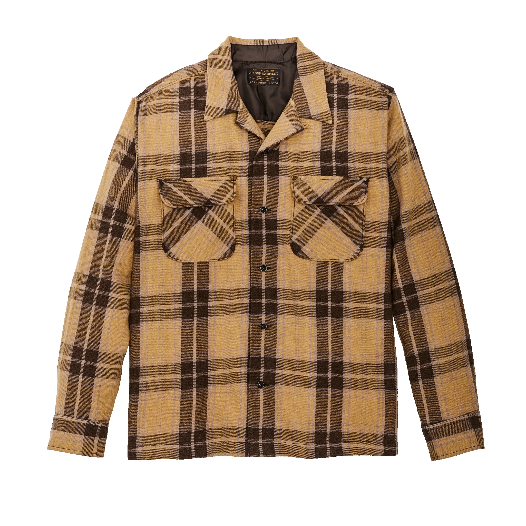 Buckner Wool Camp Shirt - Ochre / Faded Brown Plaid sold by Filson