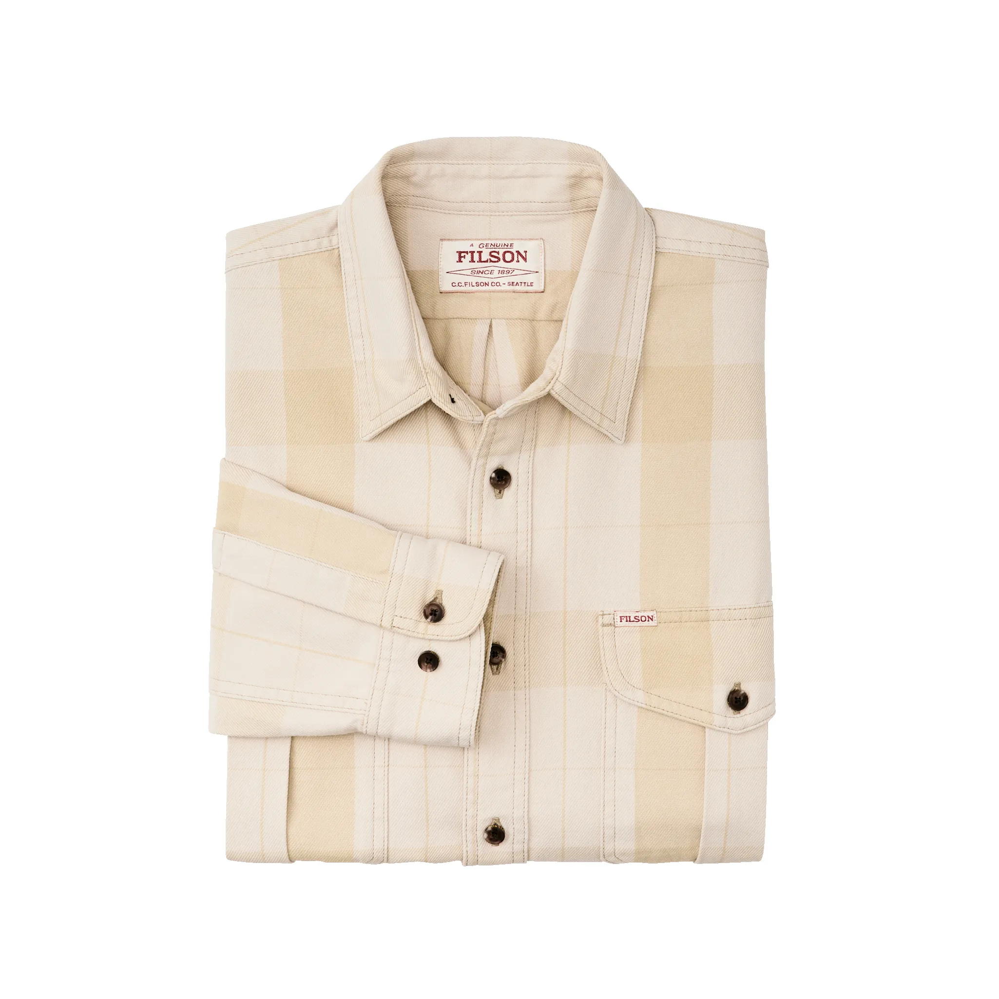 Vintage Wash Alaskan Guide Shirt - Light Gray / Khaki Plaid sold by Filson product image thumbnail 3