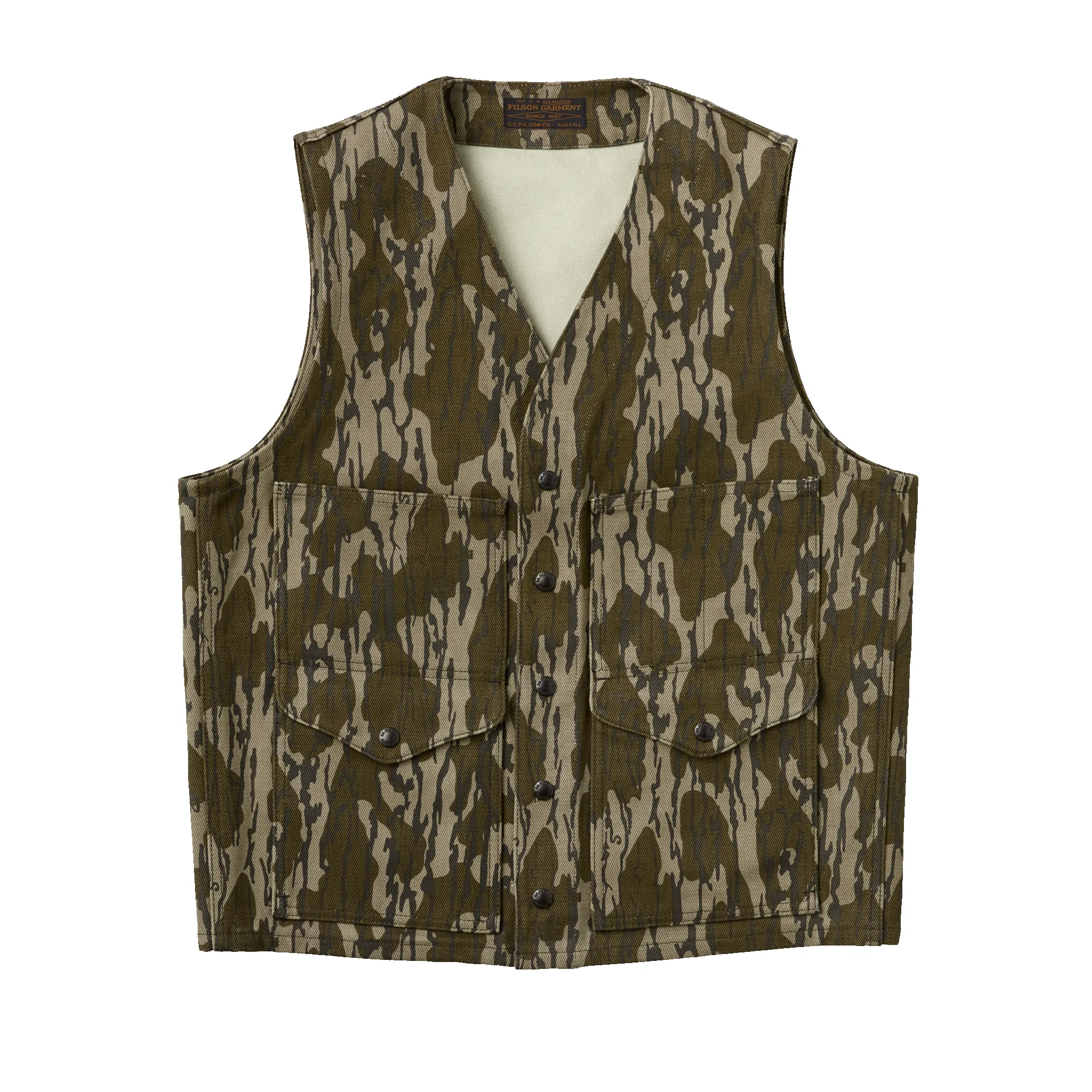 Rugged Twill Cruiser Vest - Mossy Oak Bottomland sold by Filson