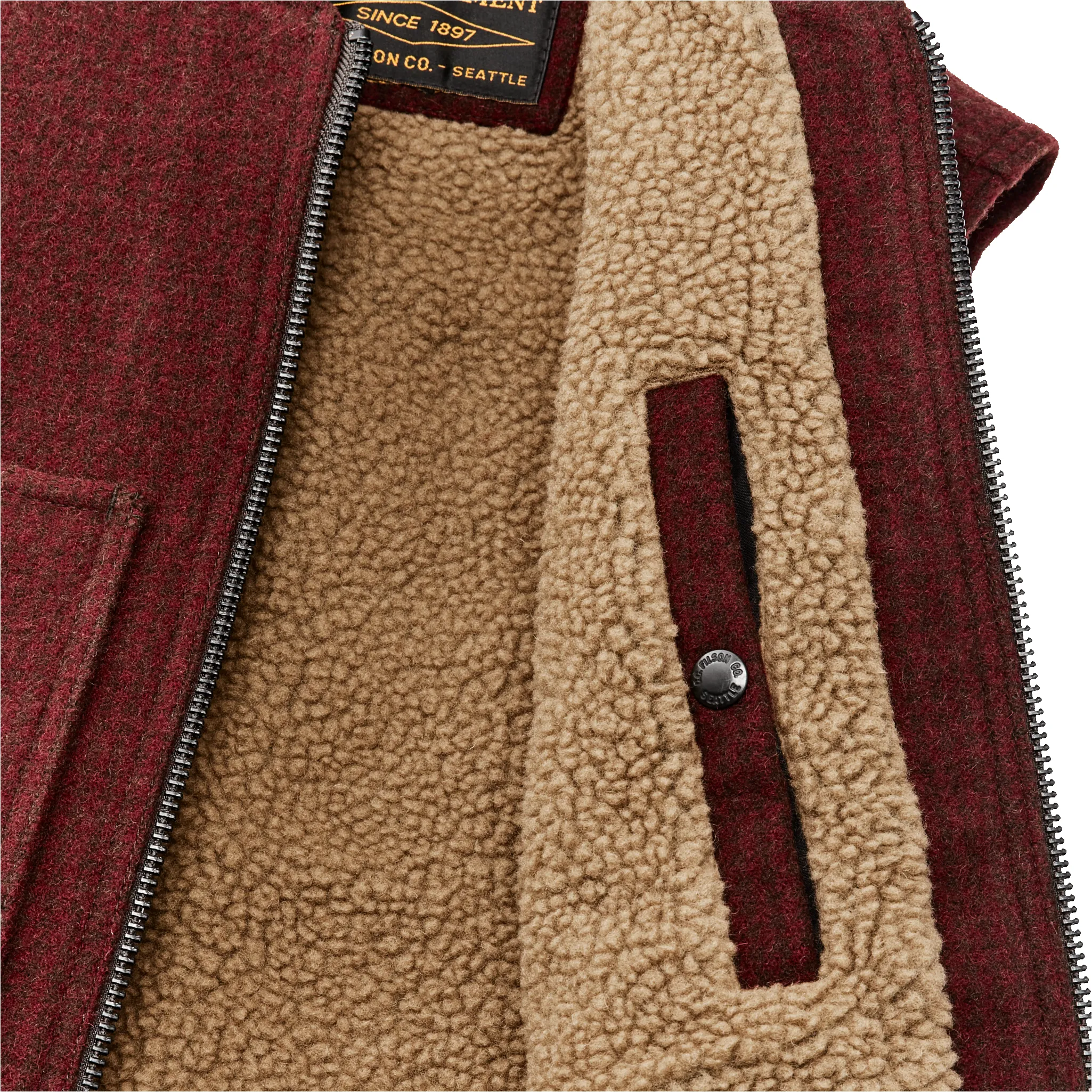 Lined Mackinaw Wool Work Vest - Dark Red / Black Houndstooth sold by Filson product image thumbnail 5
