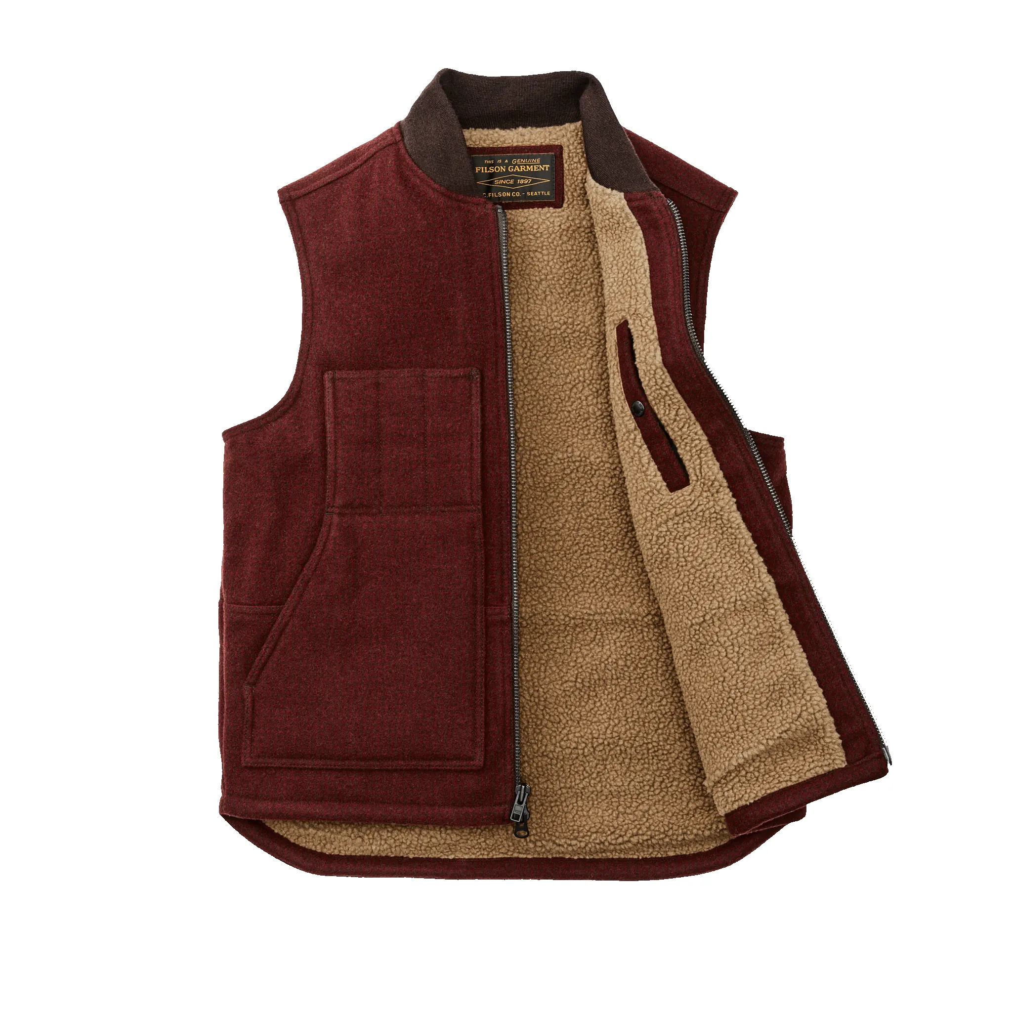 Lined Mackinaw Wool Work Vest - Dark Red / Black Houndstooth sold by Filson product image thumbnail 3