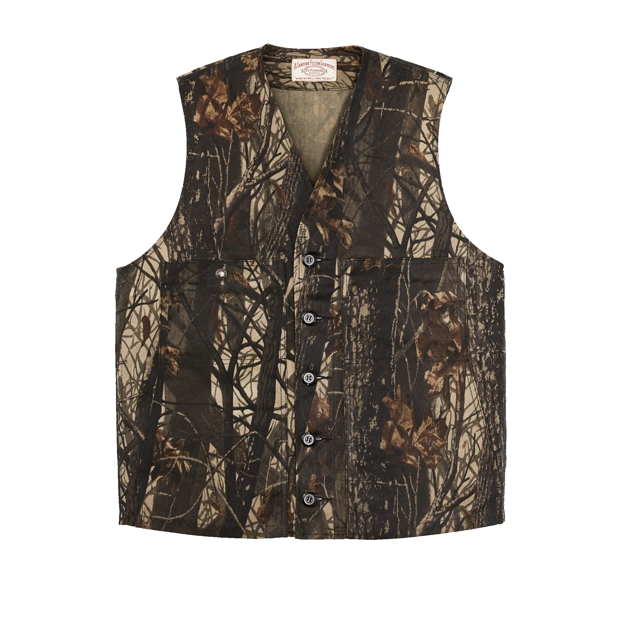 Oil Tin Cloth Vest - Realtree Hardwoods Camo sold by Filson