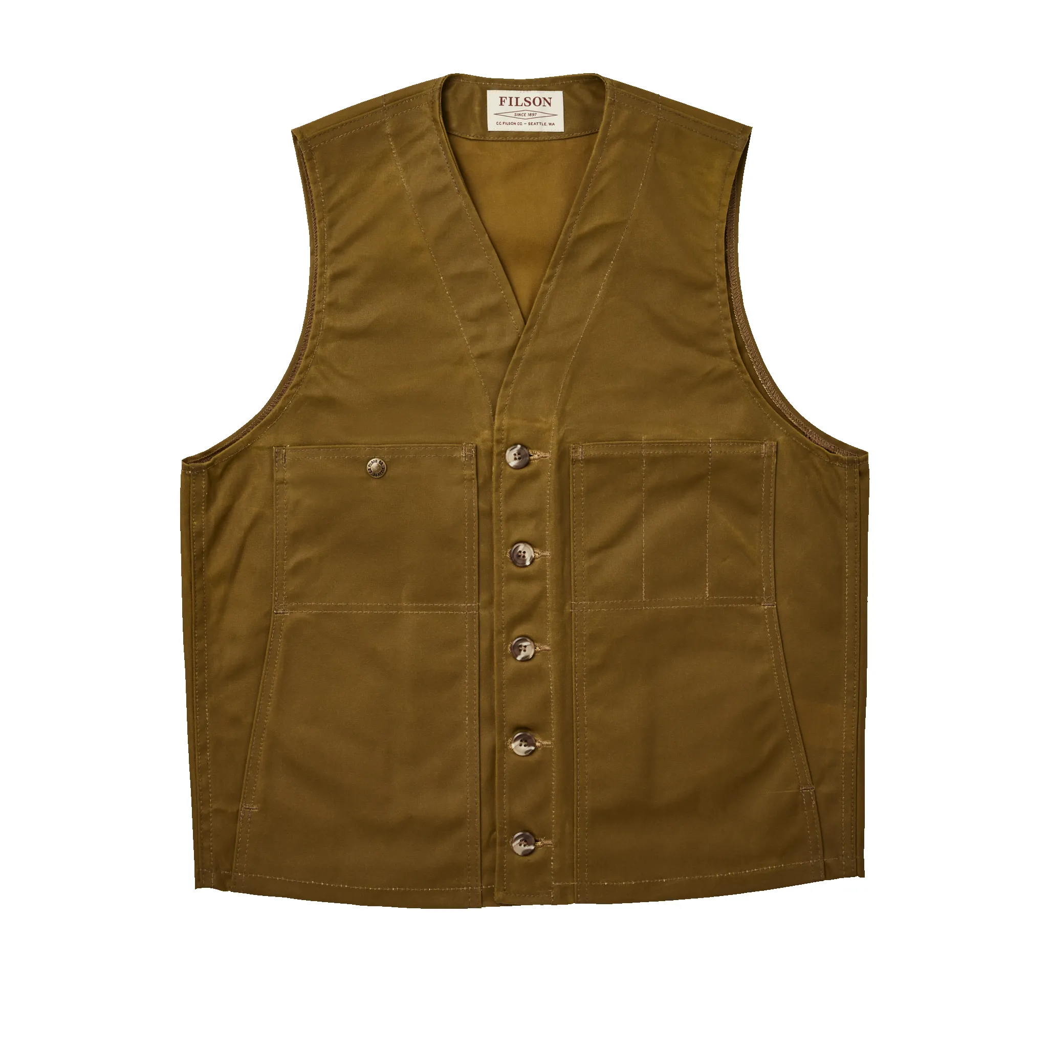 Oil Tin Cloth Vest - Dark Tan sold by Filson