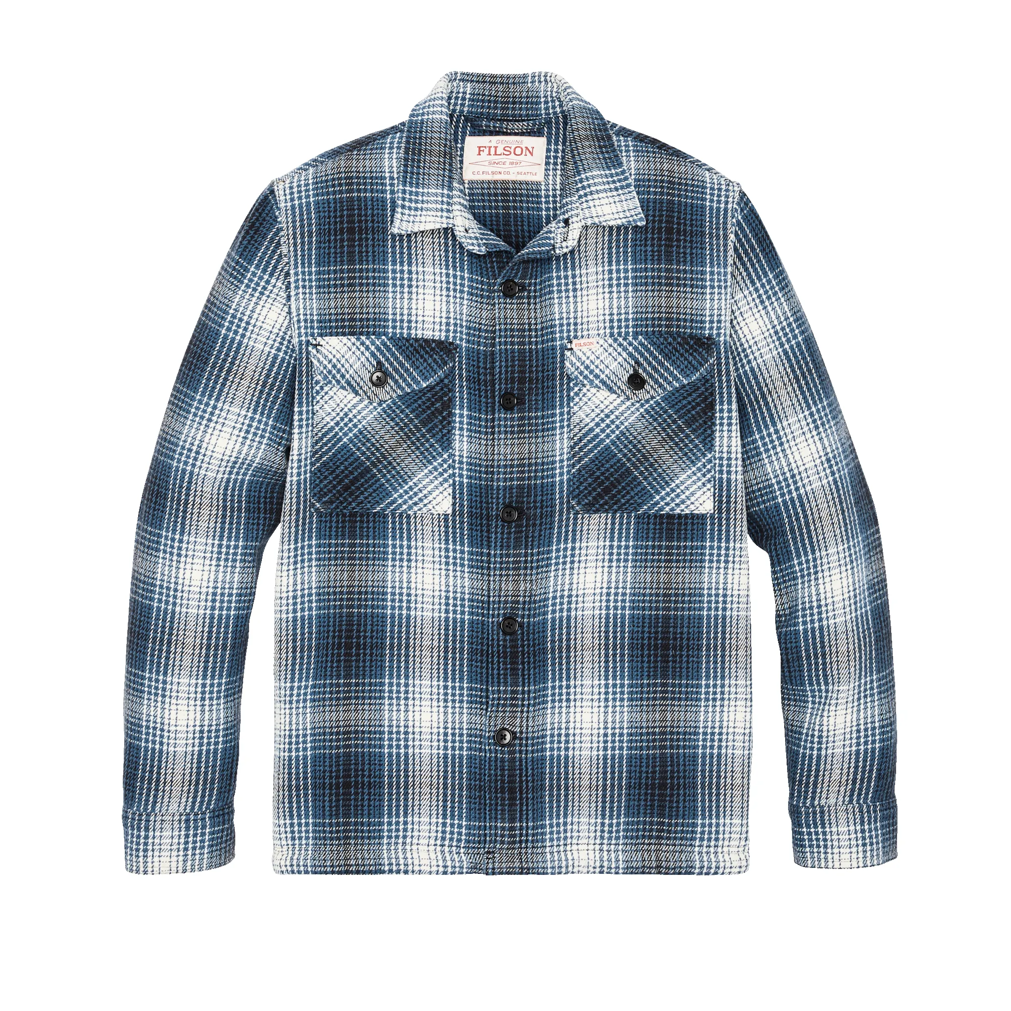 Deer Island Jac-shirt - Cobalt / Natural Shadow Plaid sold by Filson