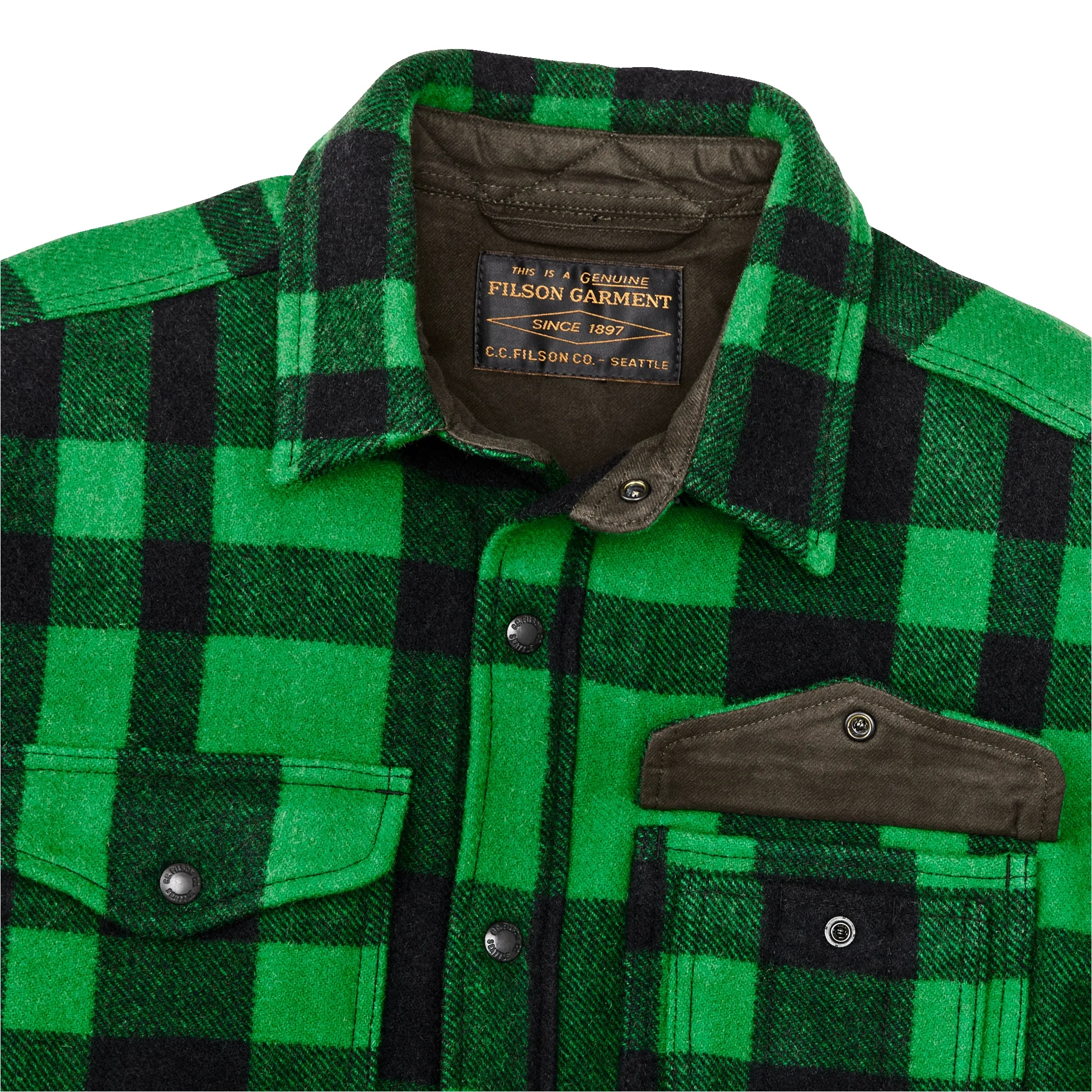 Lined Mackinaw Wool Jac Shirt - Acid Green / Black Heritage Plaid X sold by Filson product image thumbnail 4