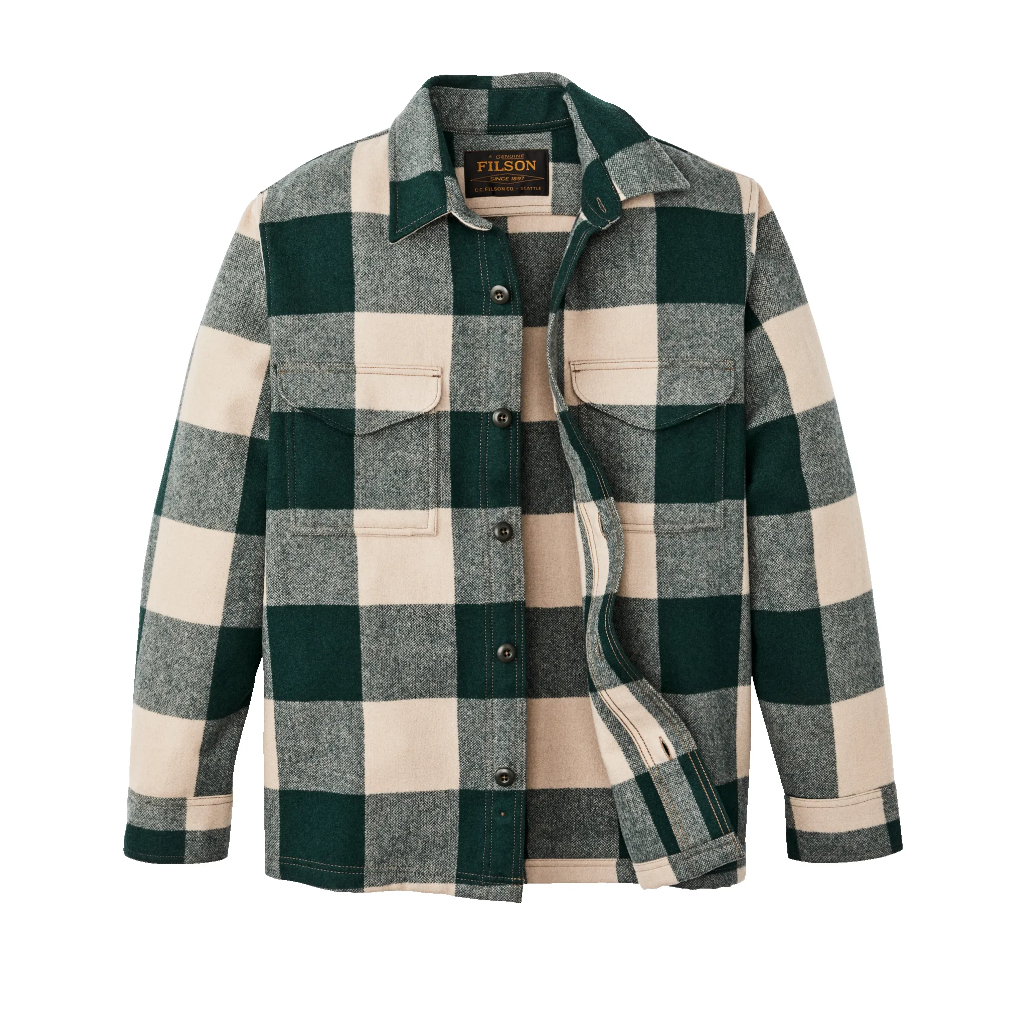 Wool Jac-shirt - Pine / Beige Check sold by Filson product image thumbnail 3