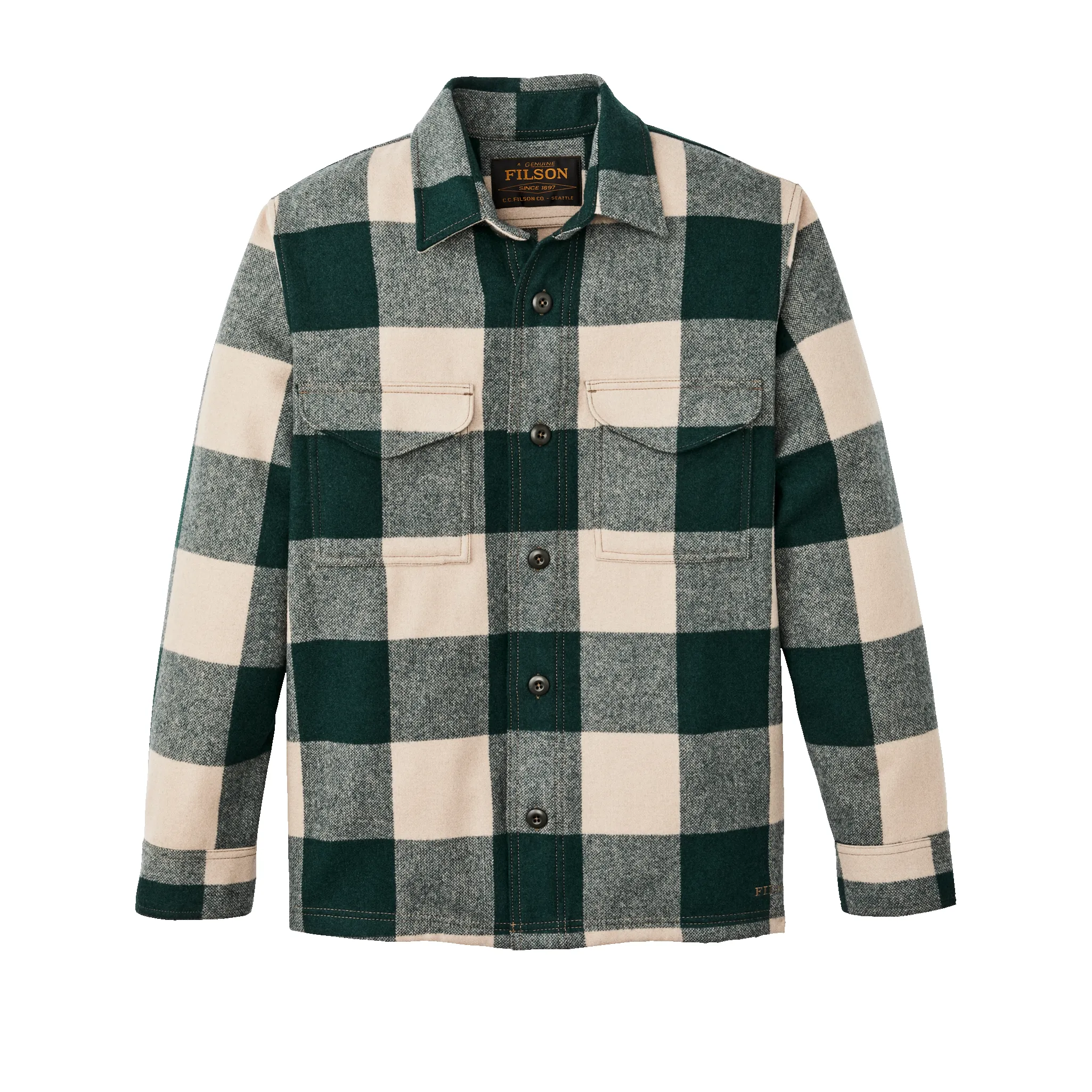 Wool Jac-shirt - Pine / Beige Check sold by Filson
