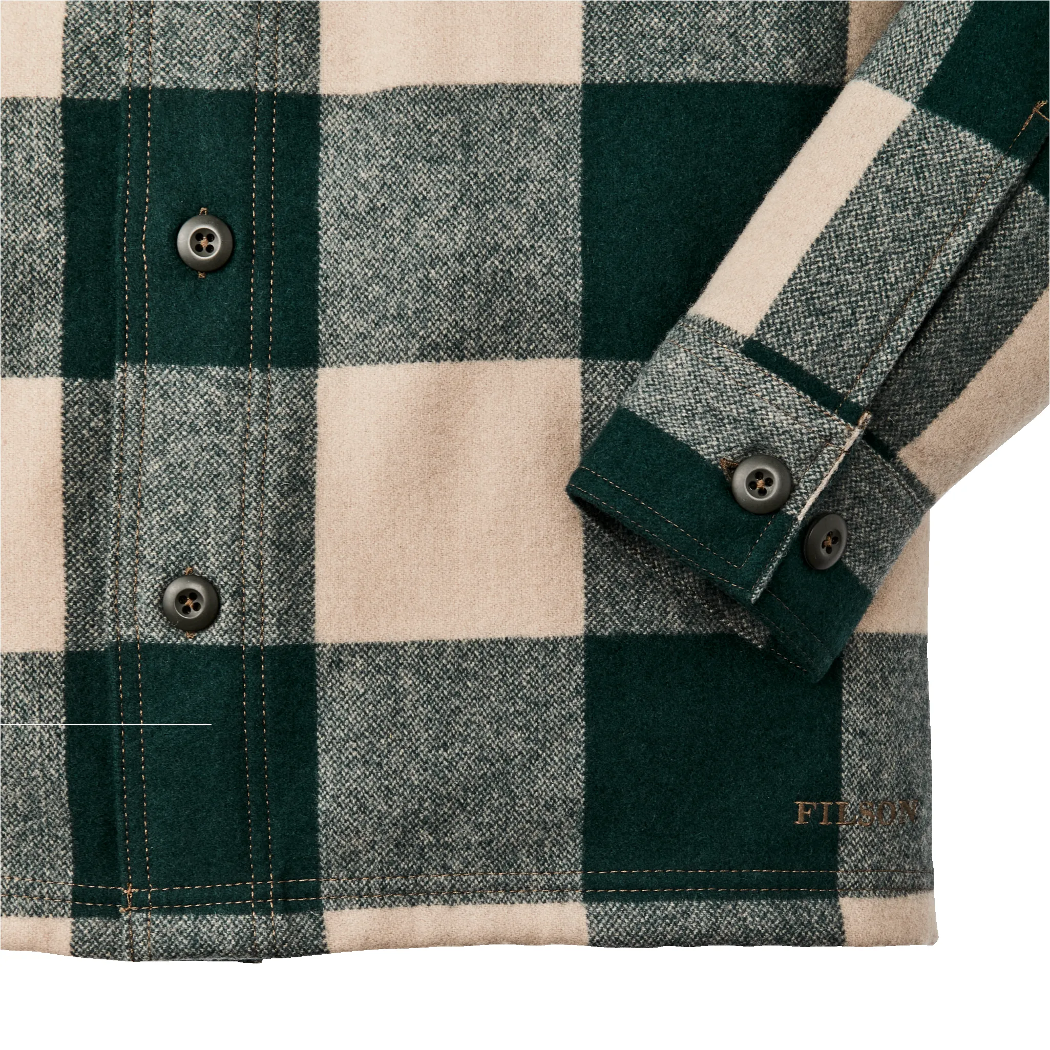 Wool Jac-shirt - Pine / Beige Check sold by Filson product image thumbnail 5
