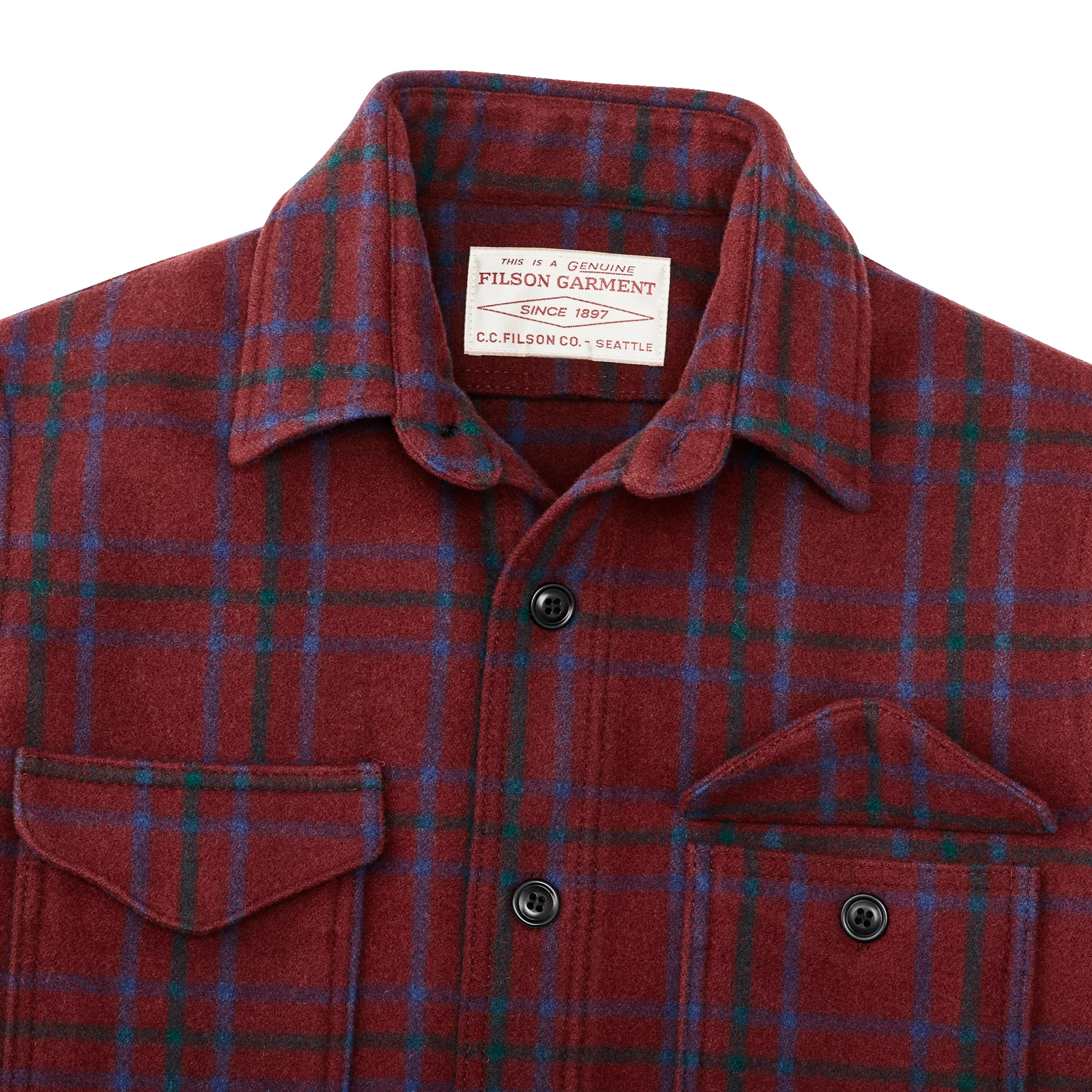 Seattle Wool Jac-shirt - Deep Red Blue Green sold by Filson product image thumbnail 4