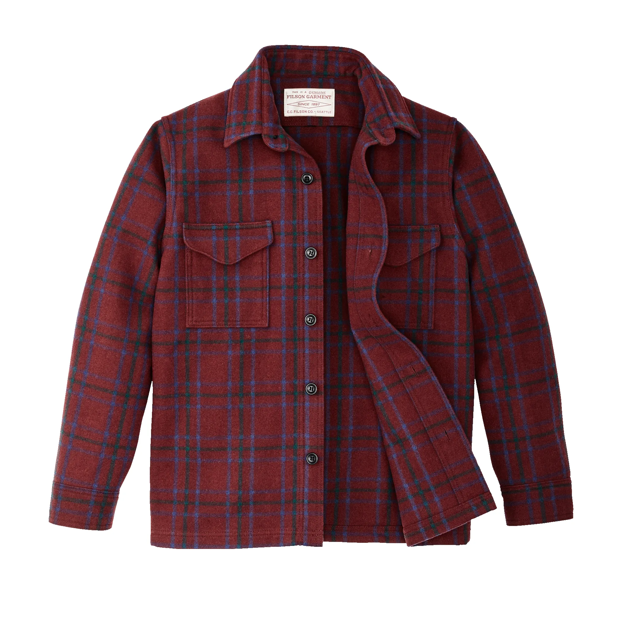 Seattle Wool Jac-shirt - Deep Red Blue Green sold by Filson product image thumbnail 3