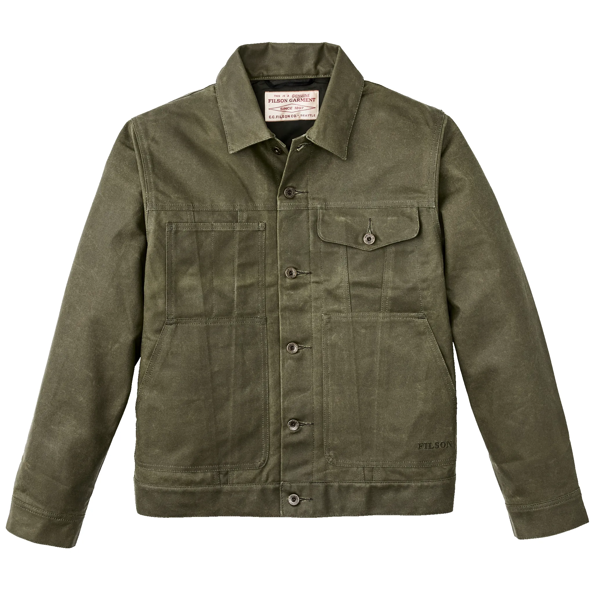 Tin Cloth Short Lined Cruiser Jacket - Military Green sold by Filson