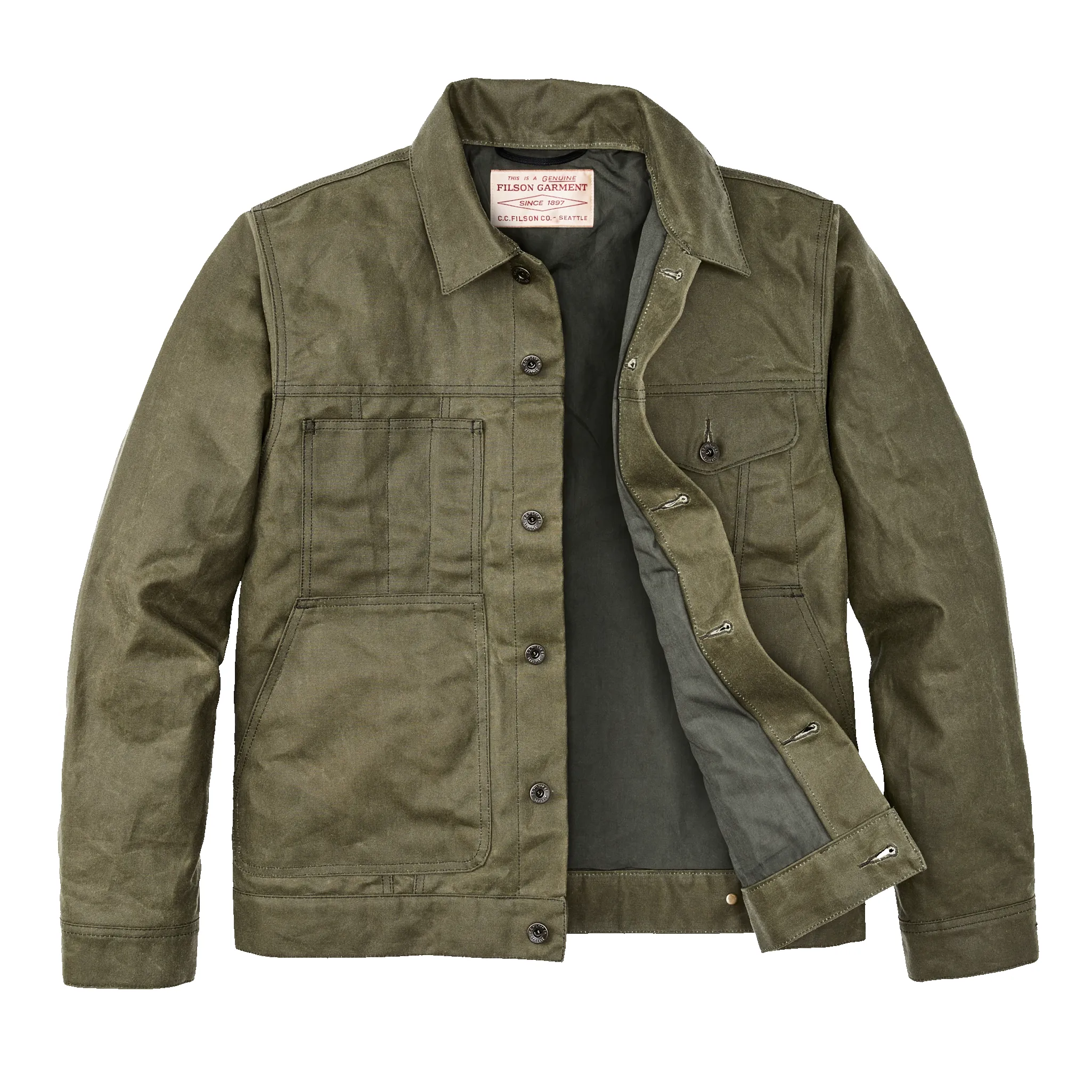 Tin Cloth Short Lined Cruiser Jacket - Military Green sold by Filson product image thumbnail 3