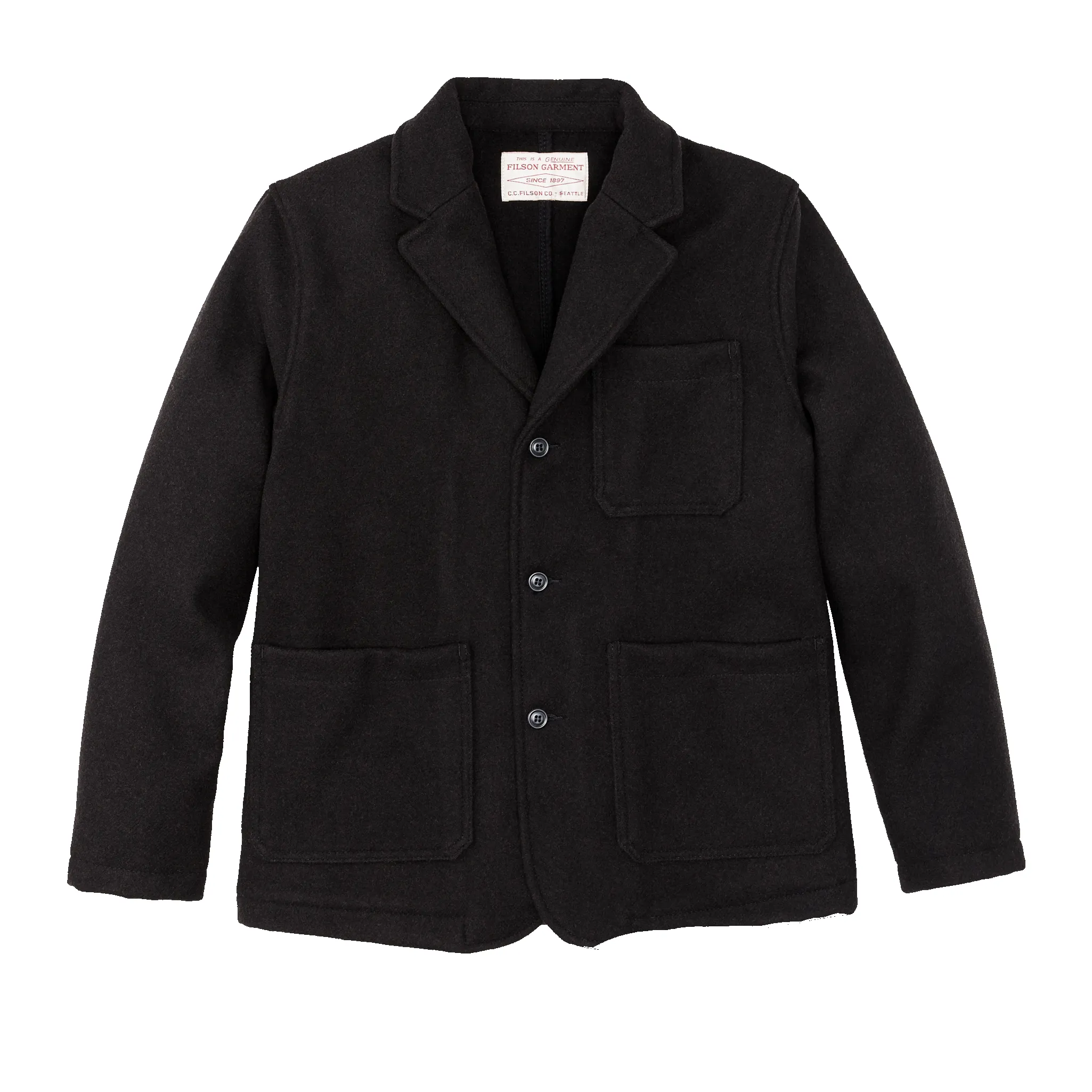 Mackinaw Wool Blazer - Brown Black Twill sold by Filson