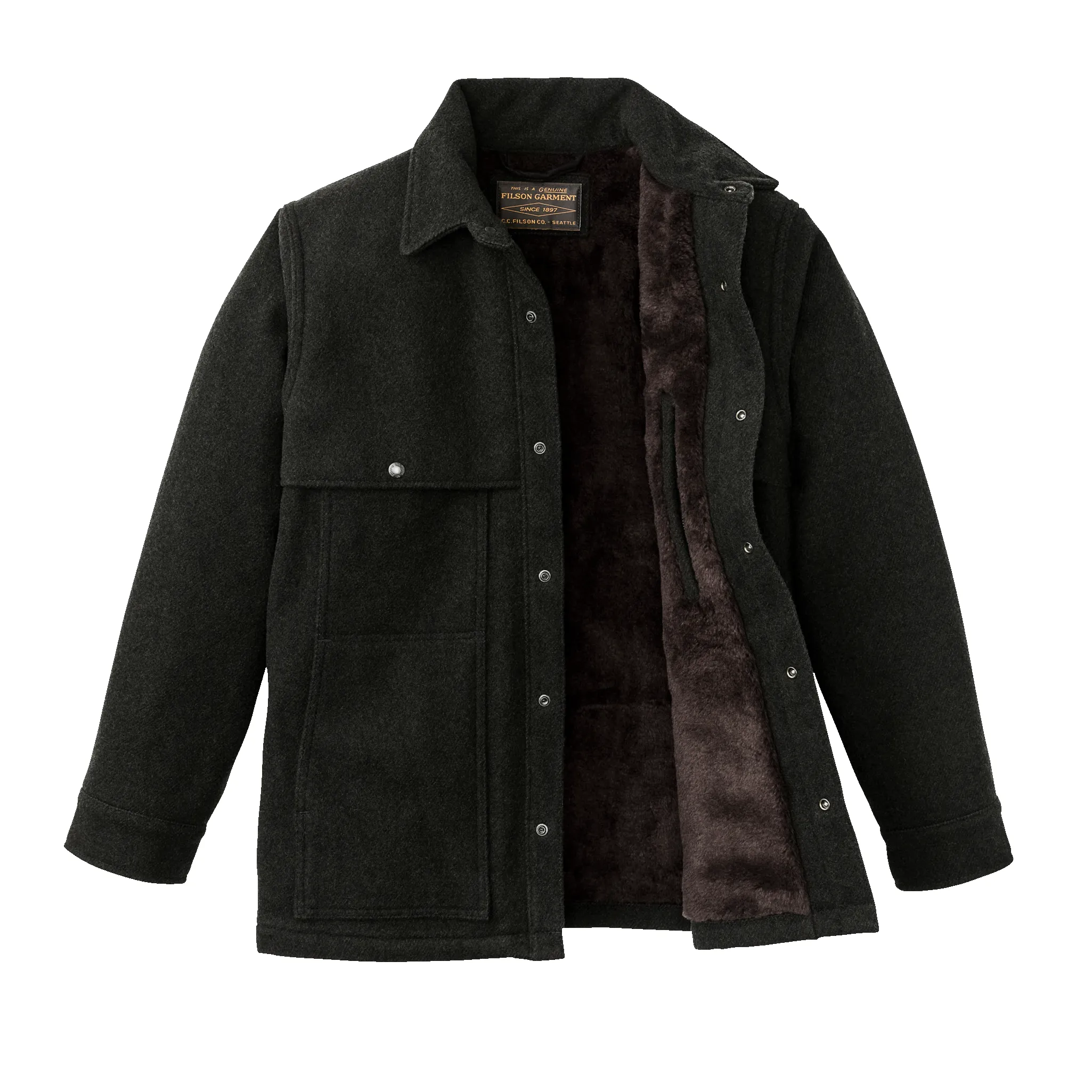 Lined Mackinaw Wool Cape Coat - Peat Black sold by Filson product image thumbnail 3