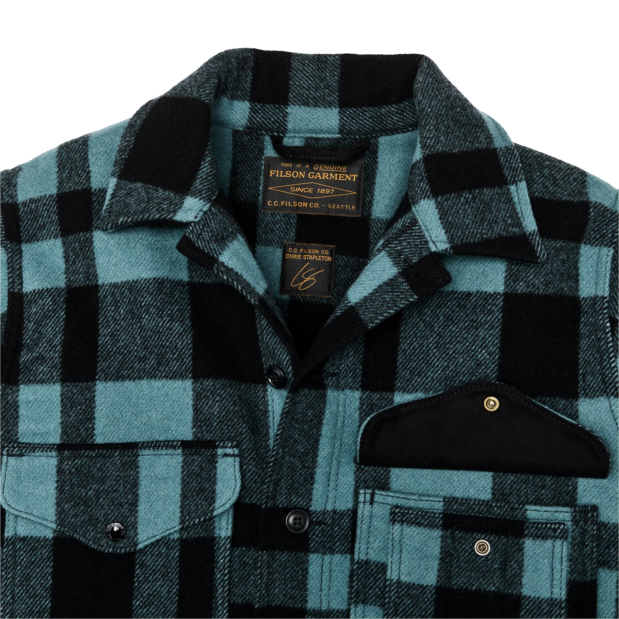 Chris Stapleton Signature Mackinaw Wool Cruiser - Faded Blue / Black Heritage Plaid sold by Filson product image thumbnail 4