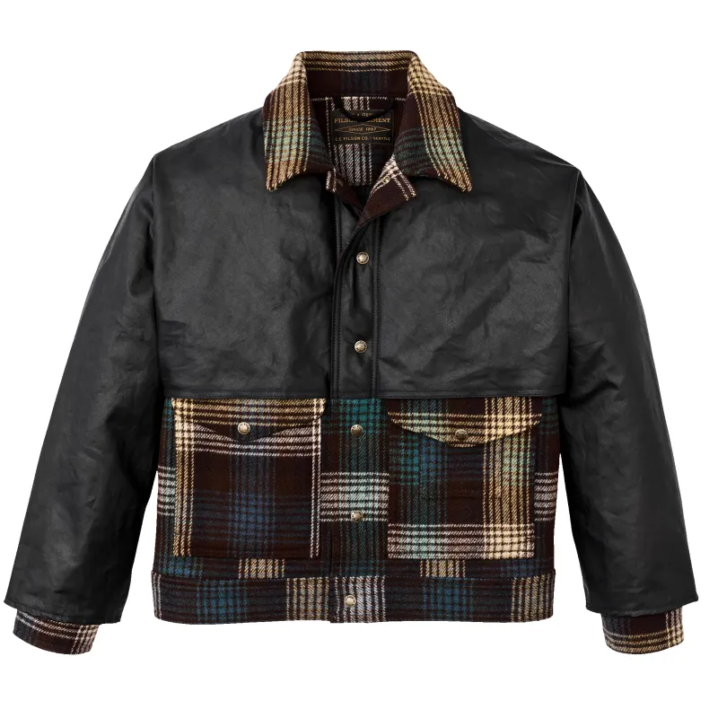 Mackinaw Wool Caped Jacket - Black Coffee / Navy sold by Filson