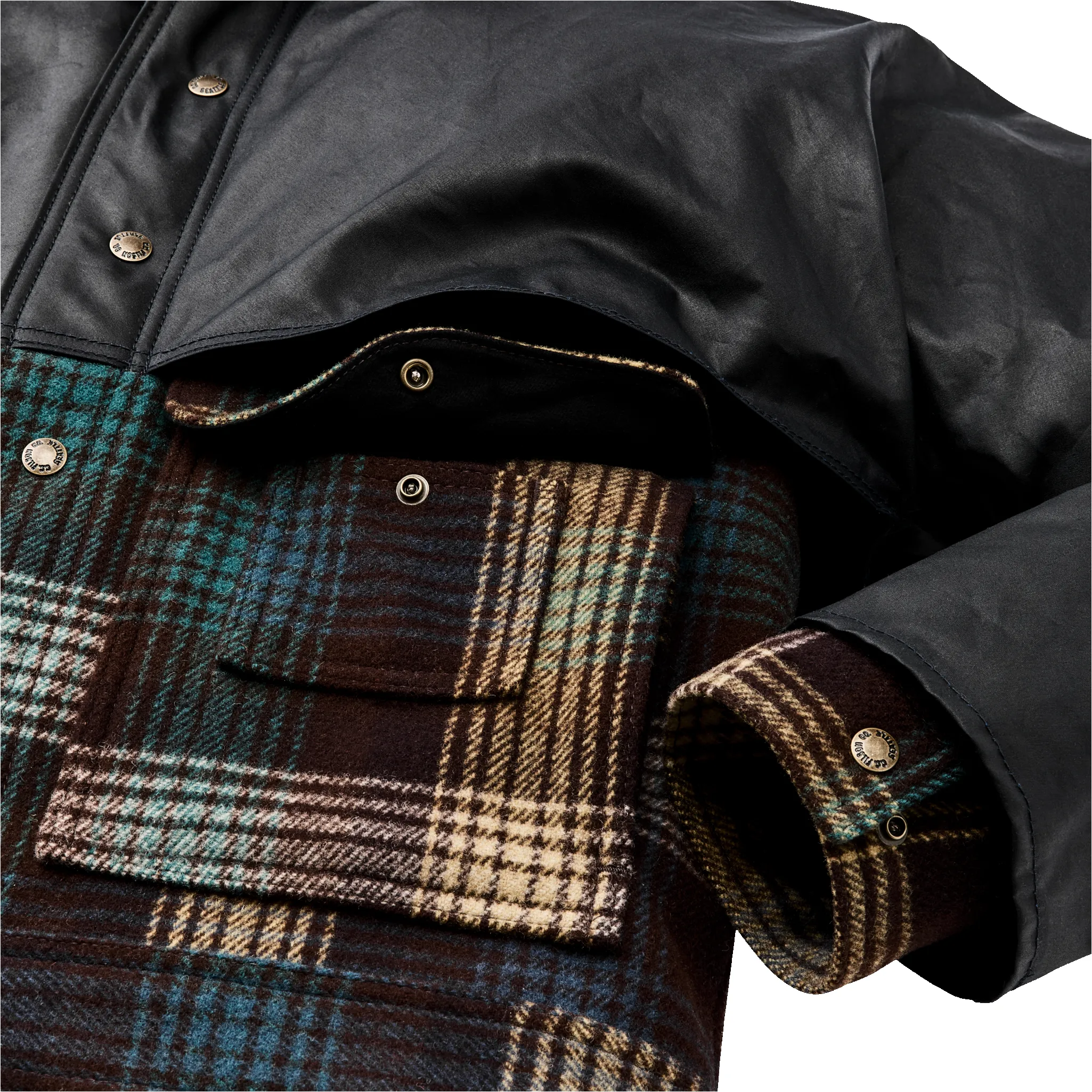 Mackinaw Wool Caped Jacket - Black Coffee / Navy sold by Filson product image thumbnail 4