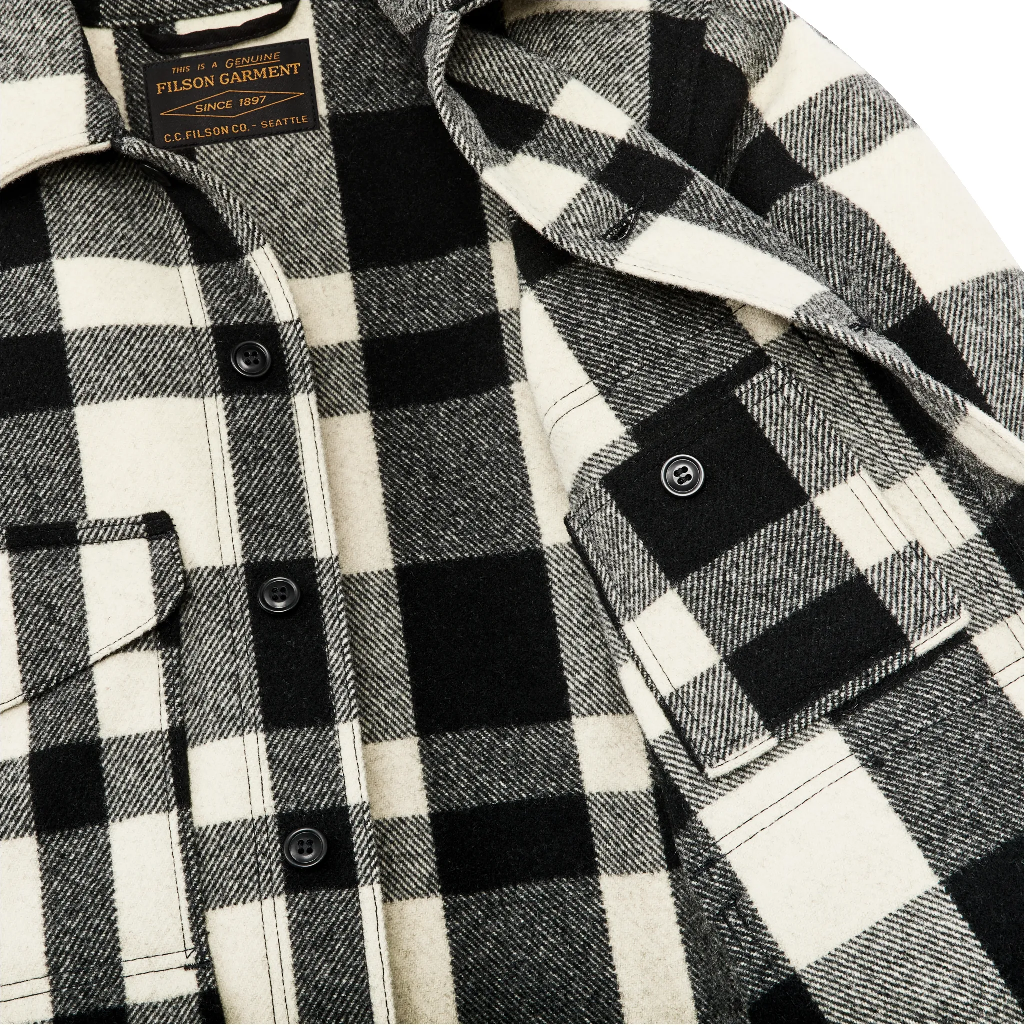 Mackinaw Wool Cruiser Jacket - Natural / Black Heritage Plaid sold by Filson product image thumbnail 5