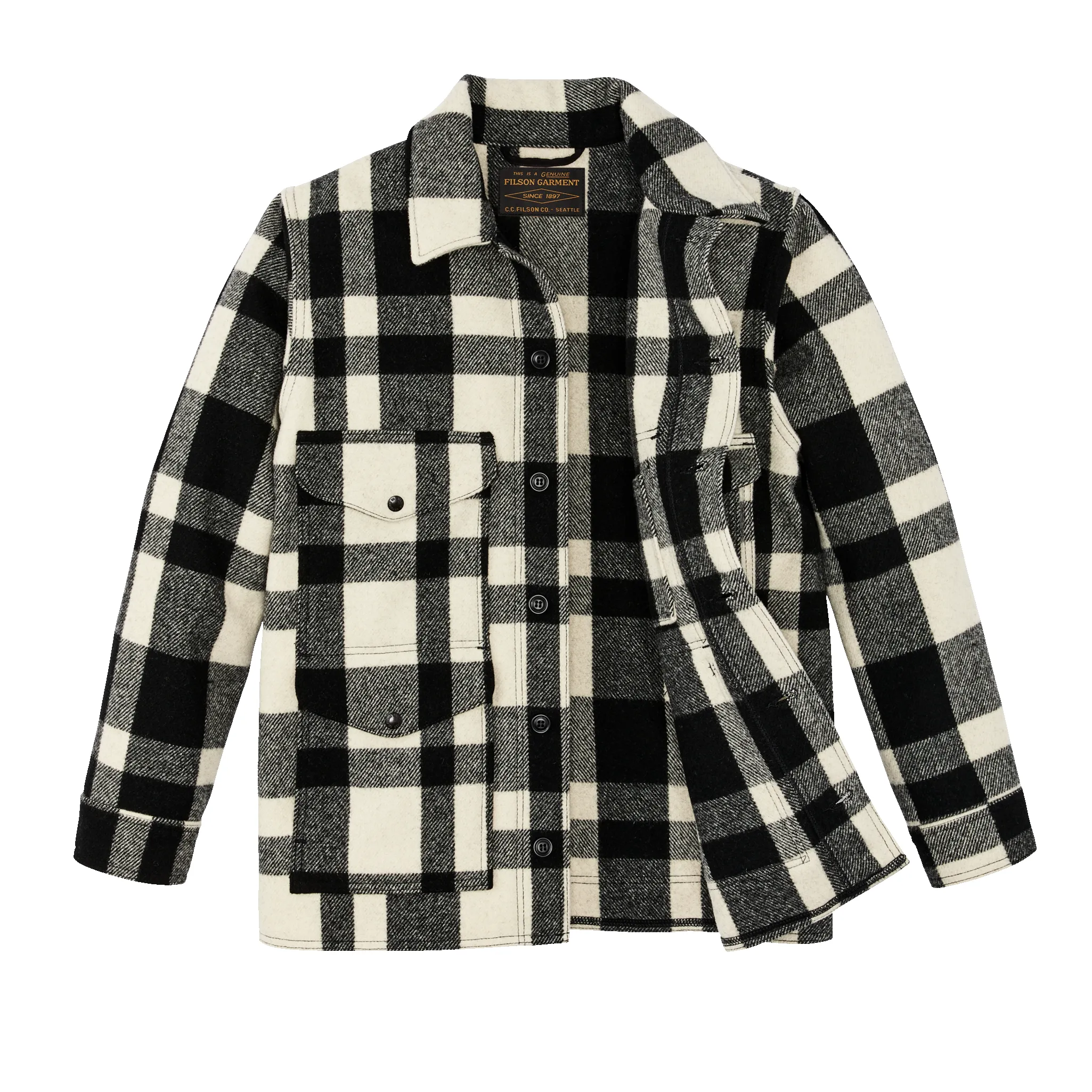 Mackinaw Wool Cruiser Jacket - Natural / Black Heritage Plaid sold by Filson product image thumbnail 3