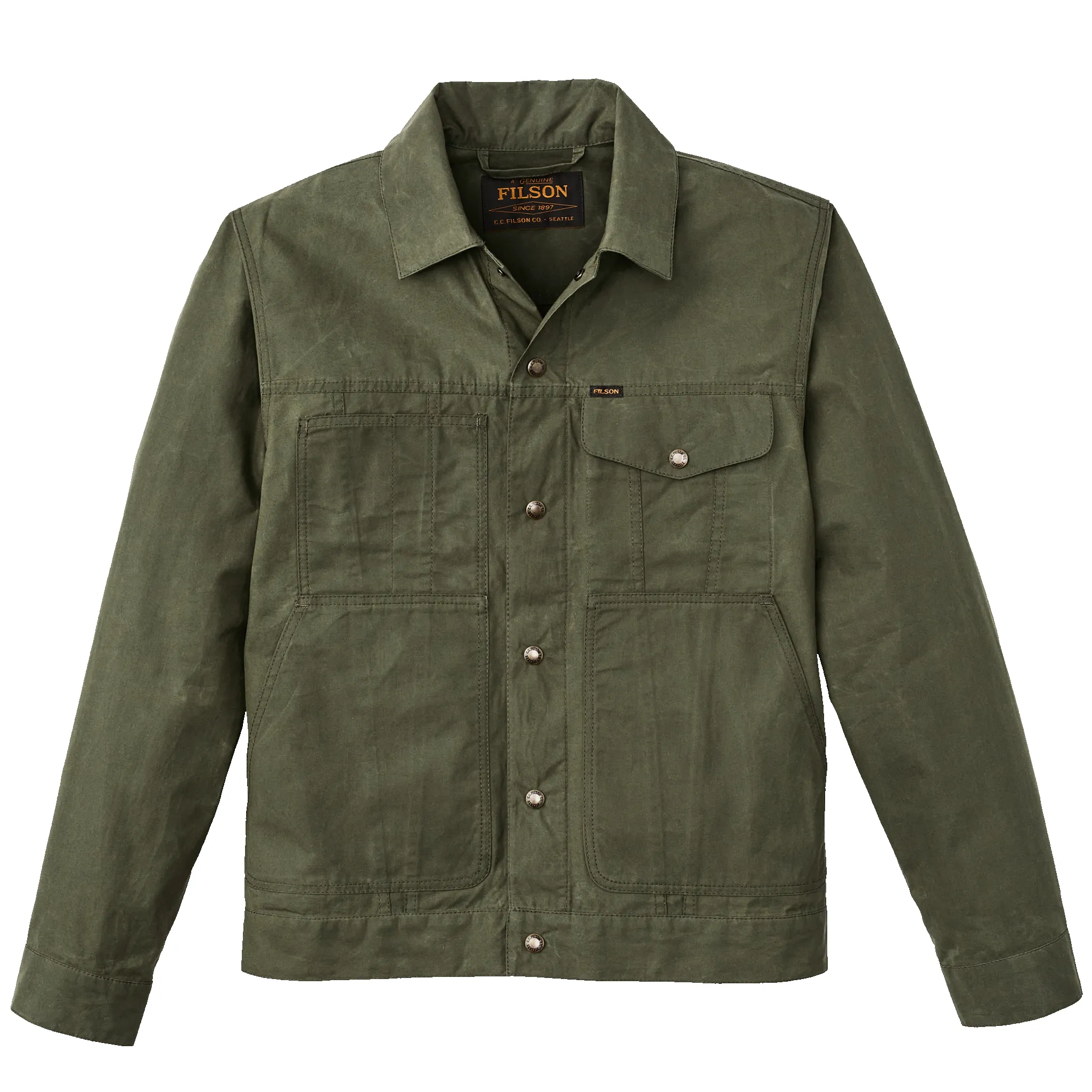 Dry Wax Short Cruiser Jacket - Olive sold by Filson