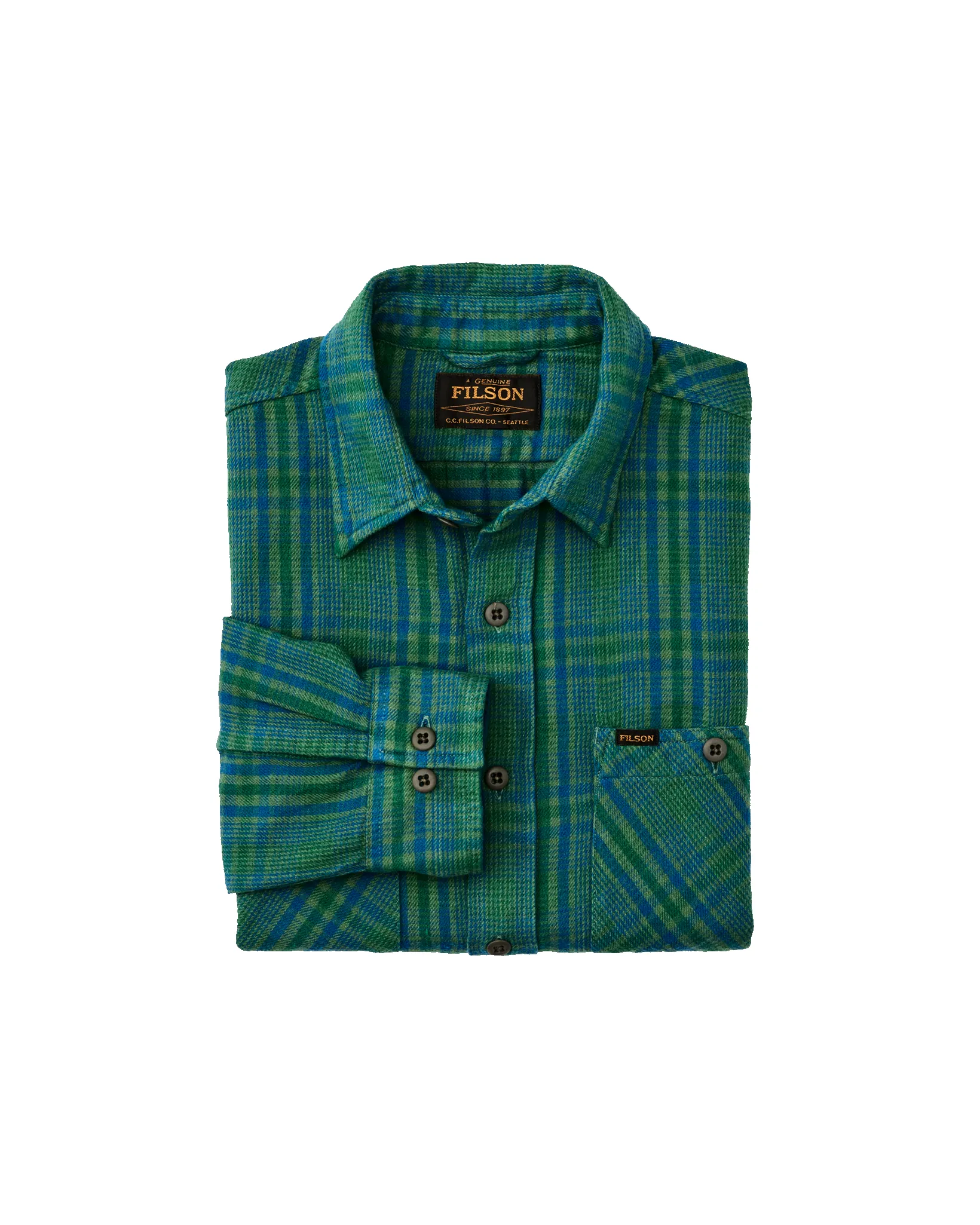 The Rangeland Flannel Shirt - Green / Blue Plaid sold by Filson product image thumbnail 3