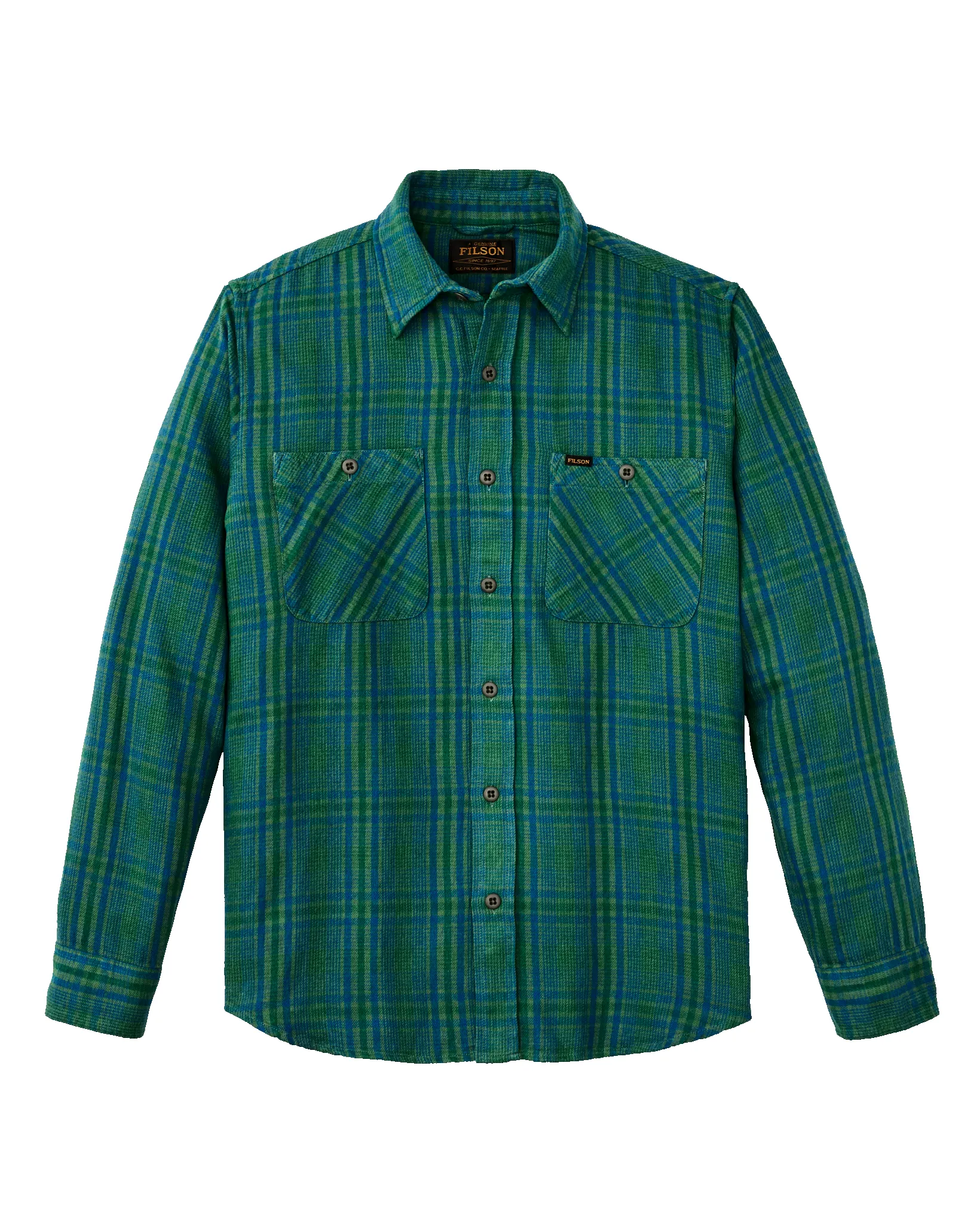 The Rangeland Flannel Shirt - Green / Blue Plaid sold by Filson