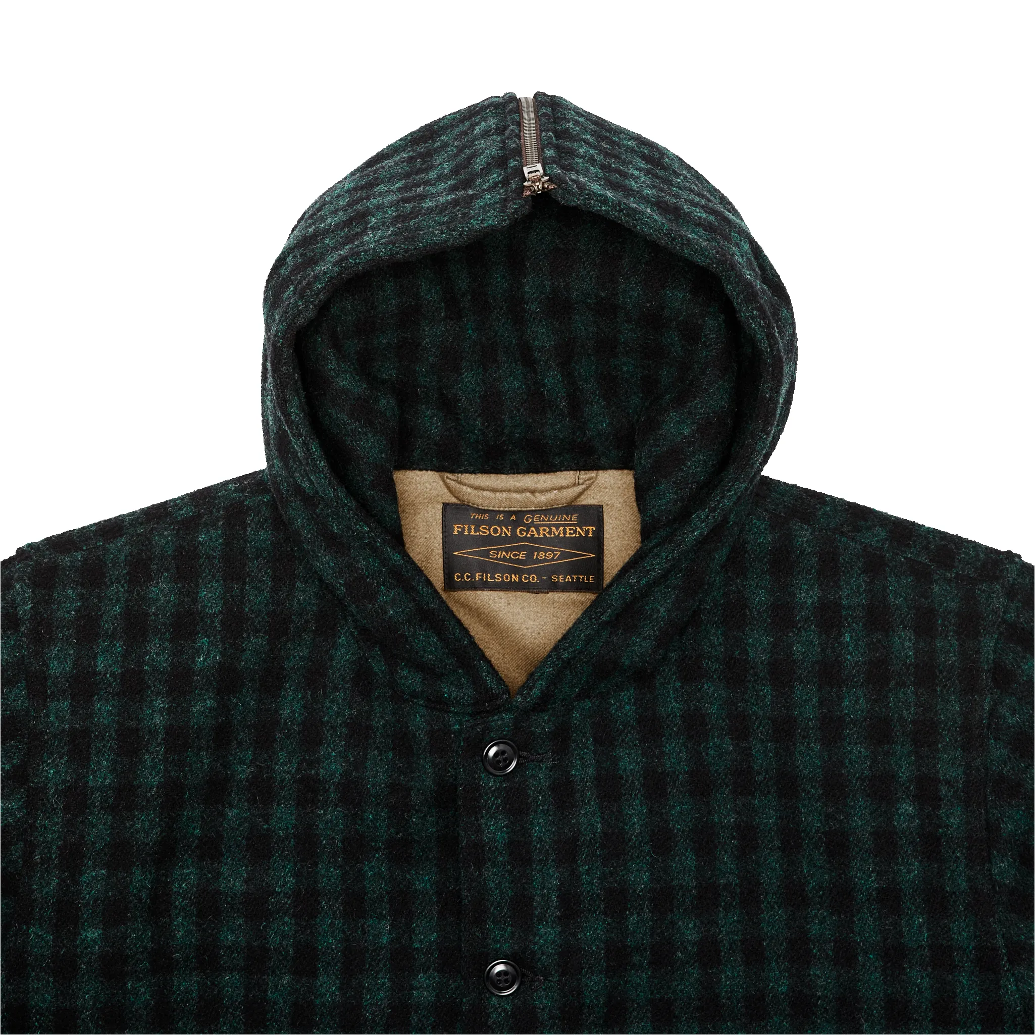 Mackinaw Wool Hooded Cruiser Jacket - Dark Timber / Black Check sold by Filson product image thumbnail 5