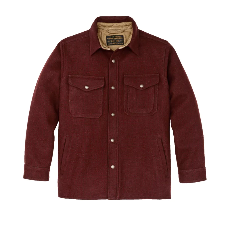 Lined Mackinaw Wool Jac-shirt - Dark Red / Black Houndstooth sold by Filson