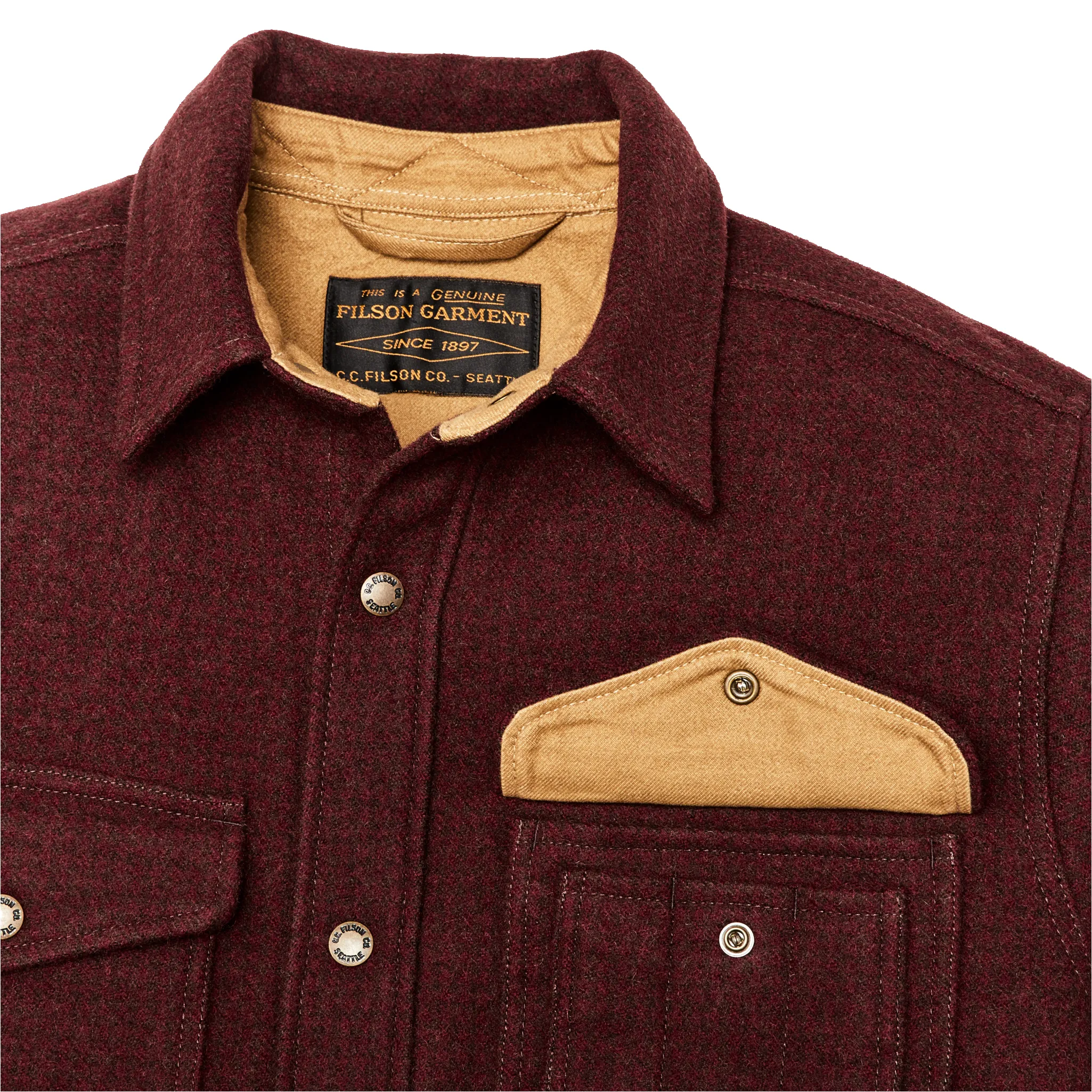 Lined Mackinaw Wool Jac-shirt - Dark Red / Black Houndstooth sold by Filson product image thumbnail 4