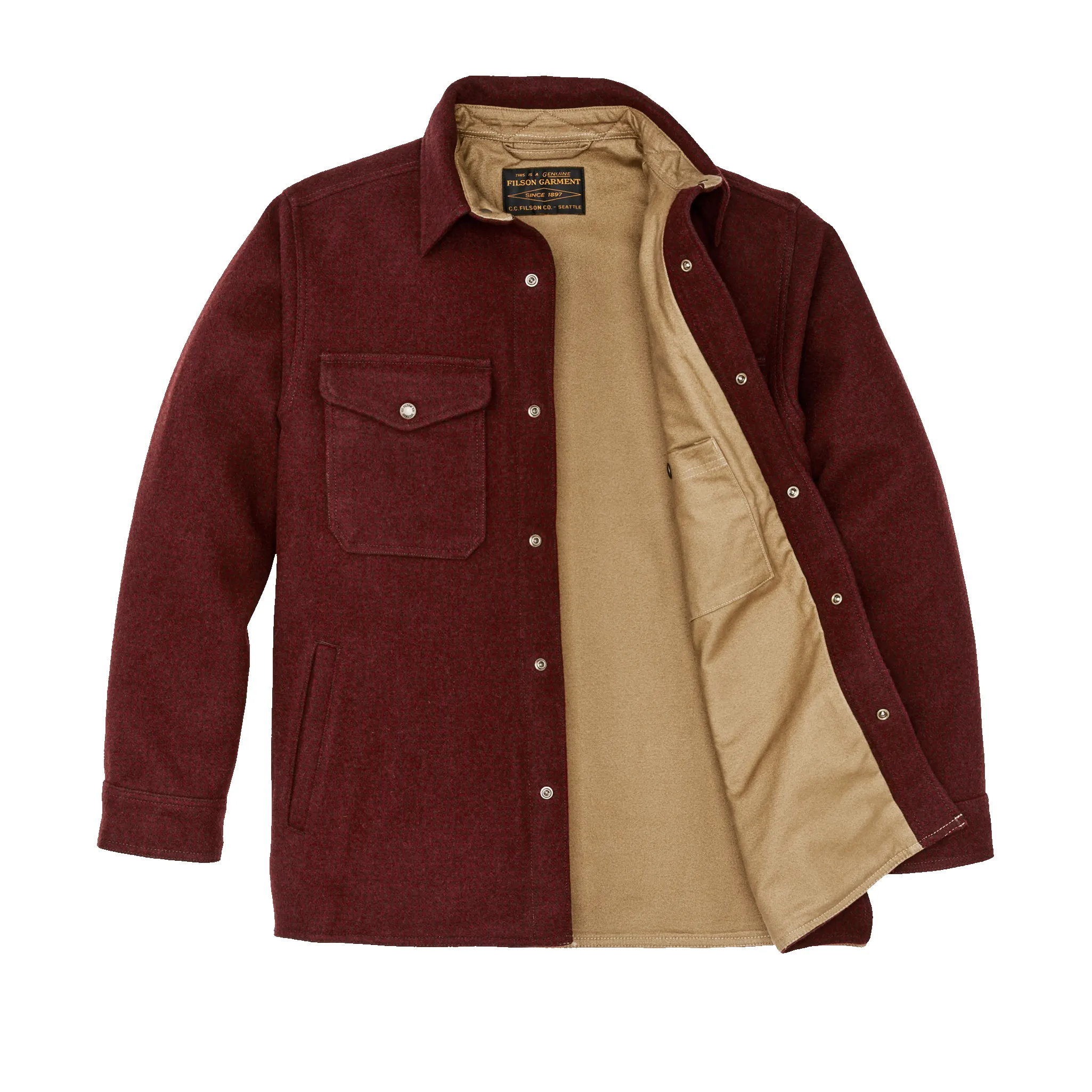 Lined Mackinaw Wool Jac-shirt - Dark Red / Black Houndstooth sold by Filson product image thumbnail 3