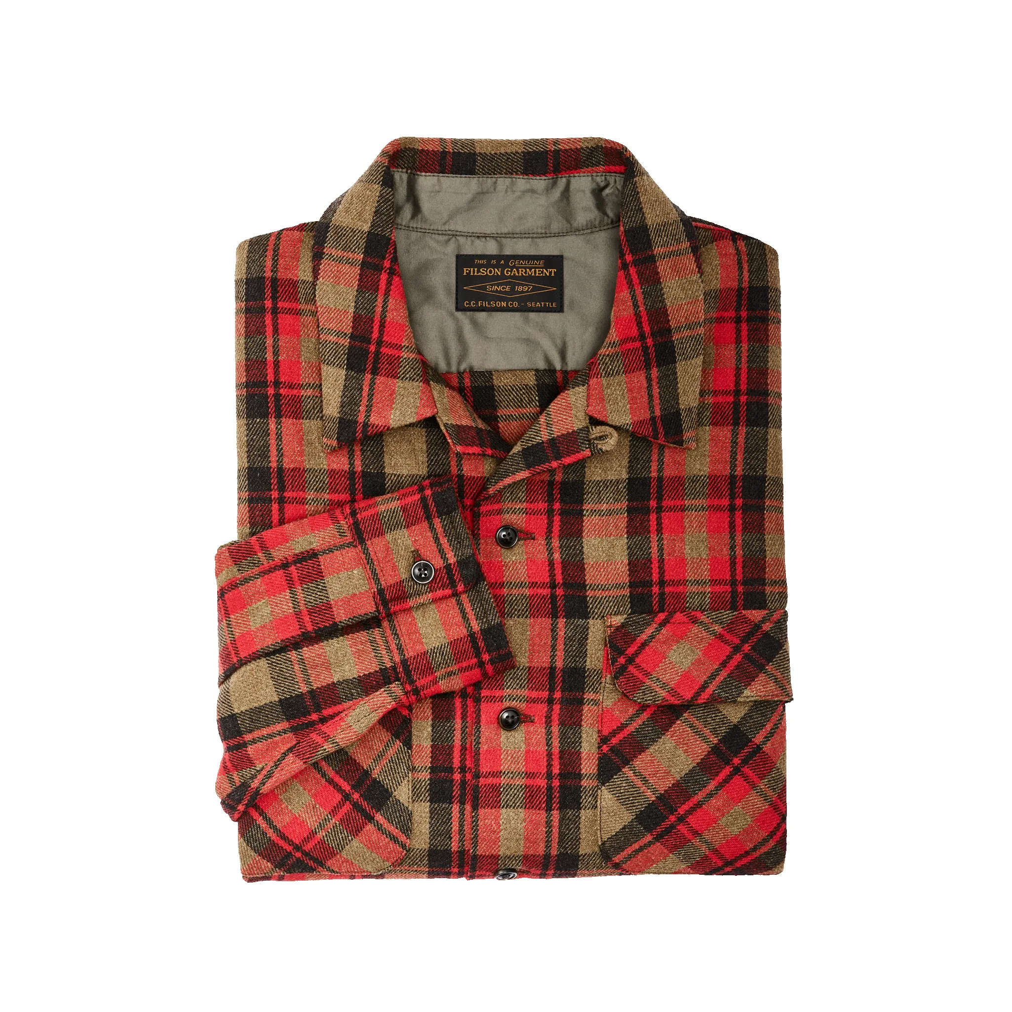 Buckner Wool Camp Shirt - Red Dark Earth Brown Plaid sold by Filson product image thumbnail 3