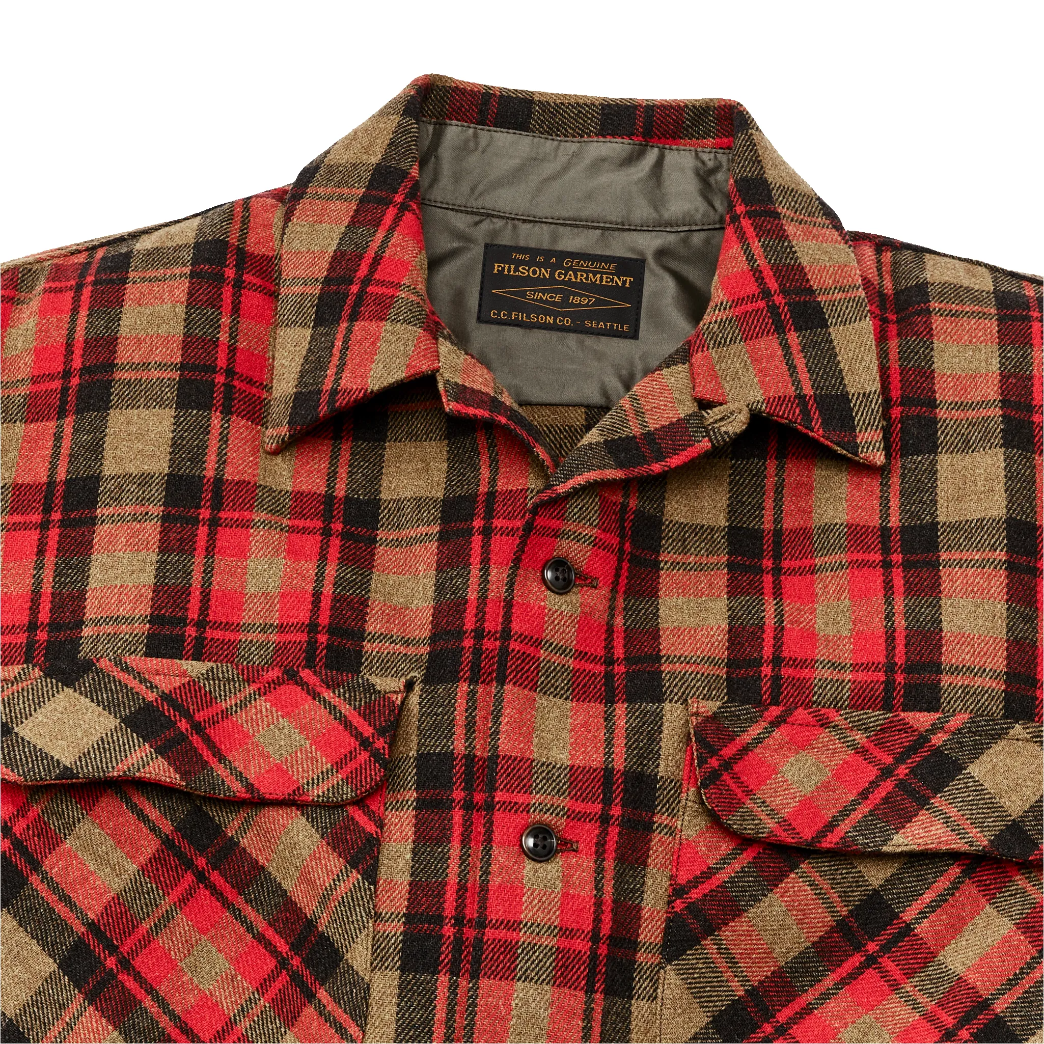 Buckner Wool Camp Shirt - Red Dark Earth Brown Plaid sold by Filson product image thumbnail 4