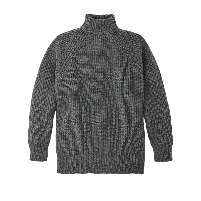 Bristol Roll Neck Sweater - Heather Gray made by Filson