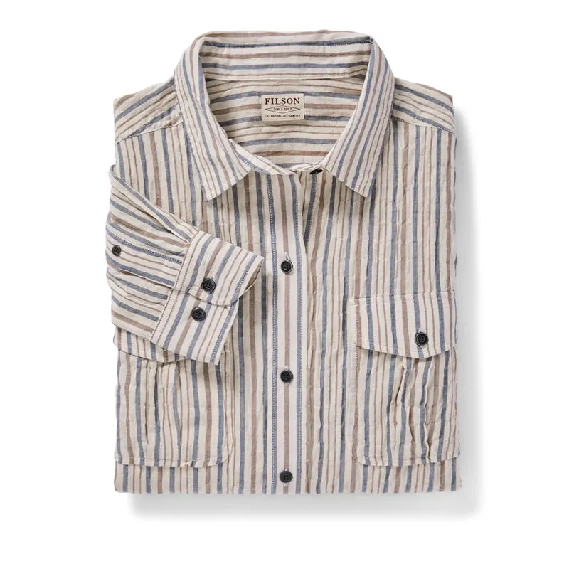 Women's Kadin Island Shirt - Natural/blue/brown Stripe sold by Filson product image thumbnail 3