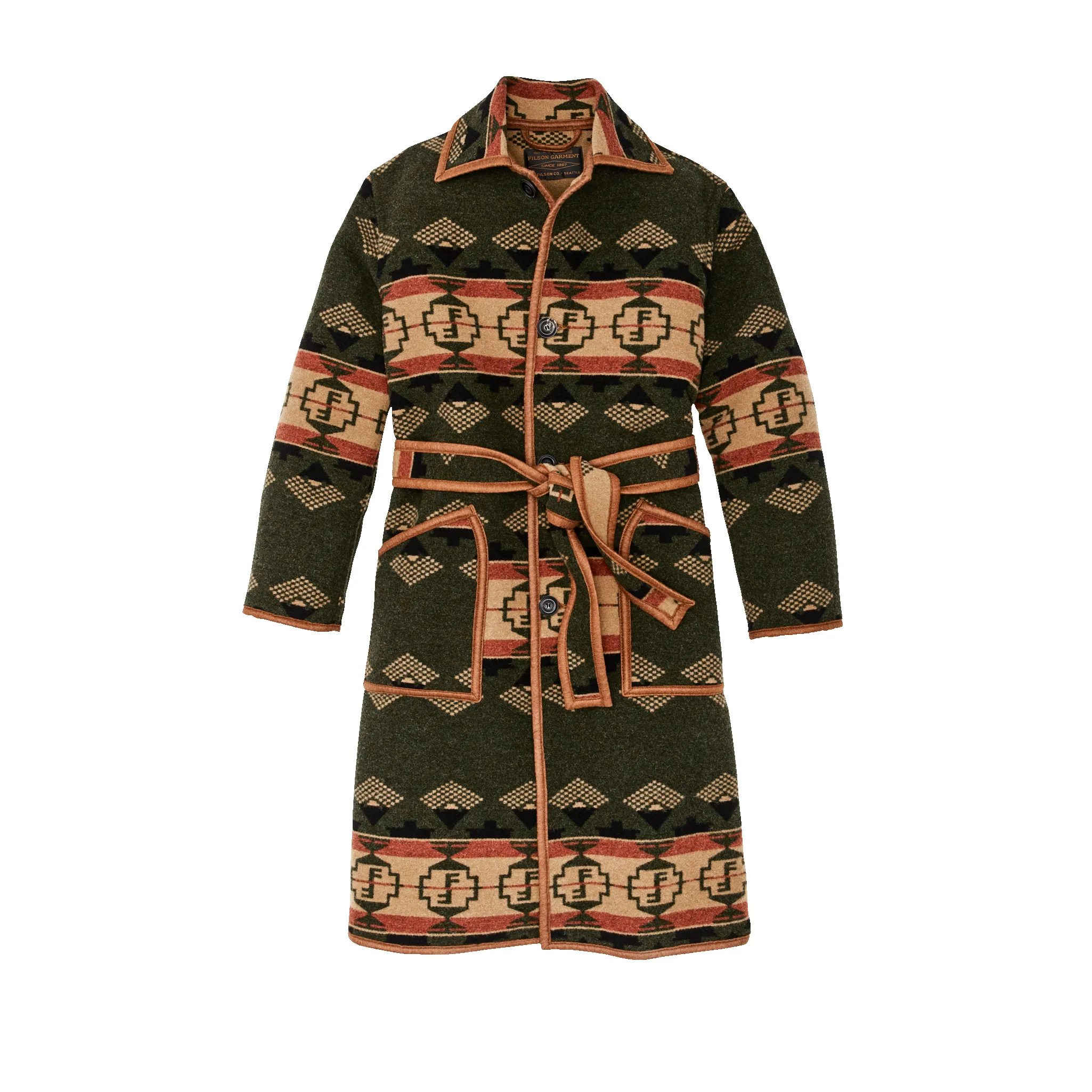Filson Forestry Wool Blanket Robe - Dark Timber / Tan Multi sold by Filson