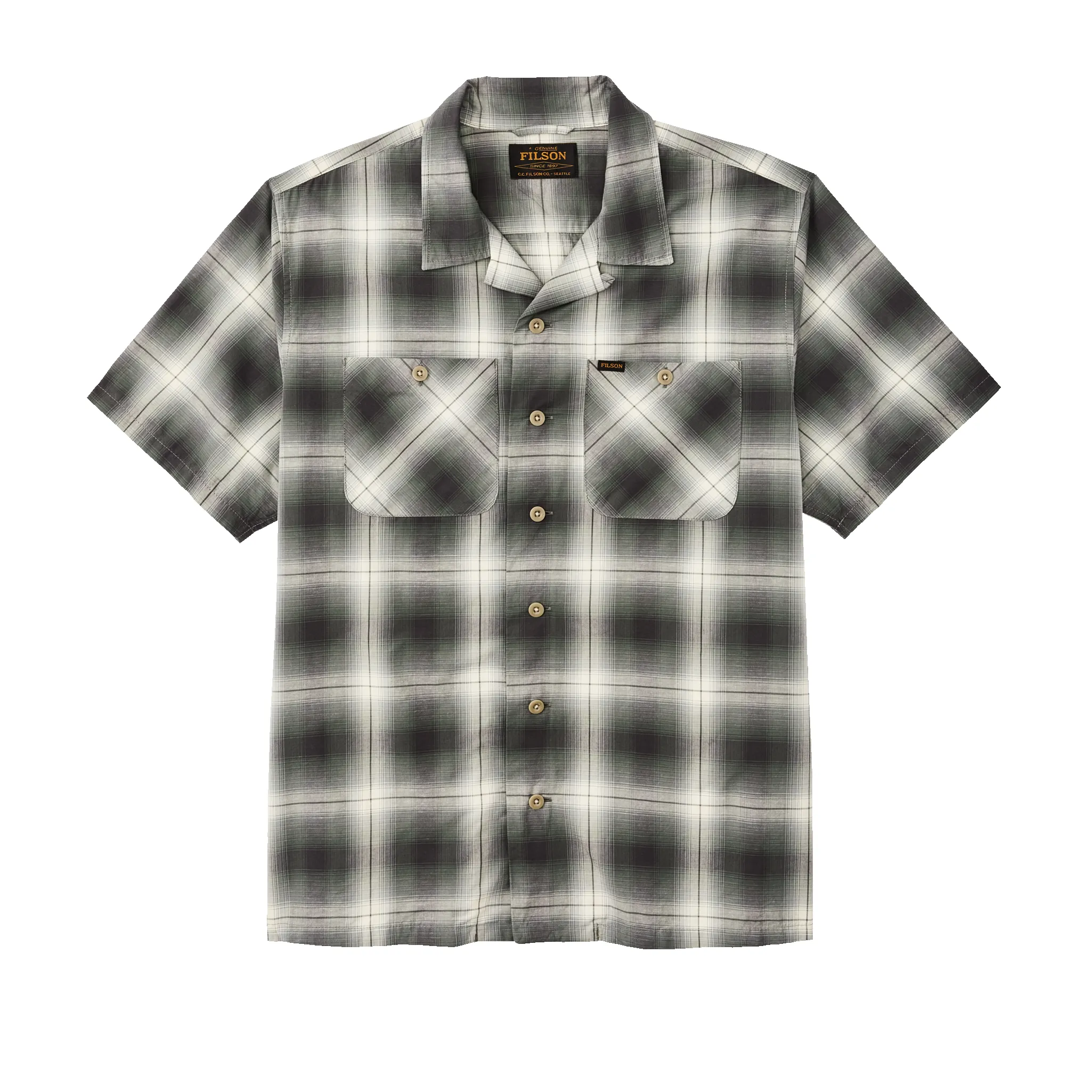 Greenwood Short Sleeve Camp Shirt - Olive / Beige Ombre sold by Filson