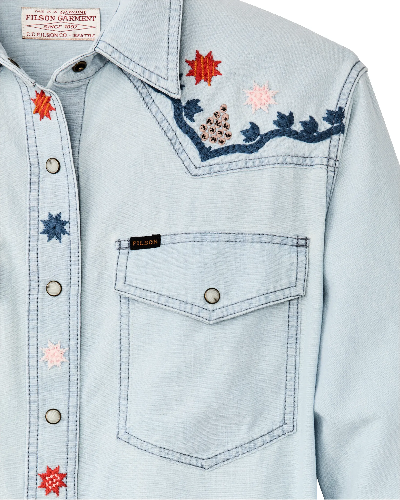 Women's Embroidered Western Shirt - Light Indigo Chambray / Stars sold by Filson product image thumbnail 3