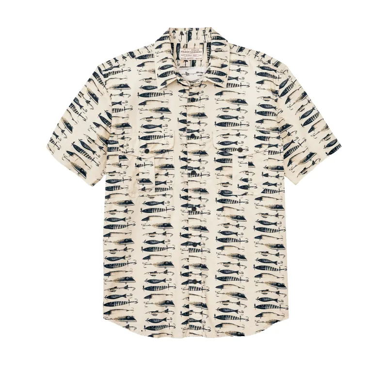Filson's Washed Short Sleeve Feather Cloth Shirt - Natural / Lures sold by Filson