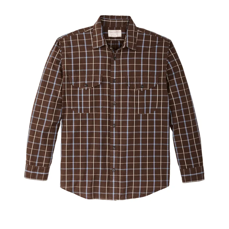Filson's Washed Feather Cloth Shirt - Brown / Blue / White Tattersall sold by Filson