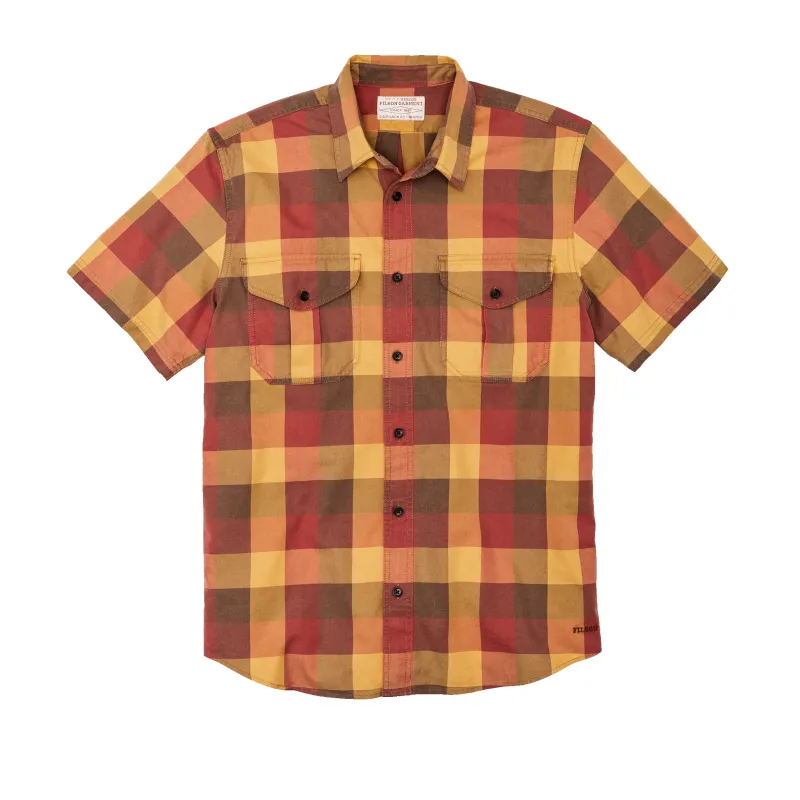 Short Sleeve Lightweight Alaskan Guide Shirt  - Red / Yellow / Brown Check sold by Filson