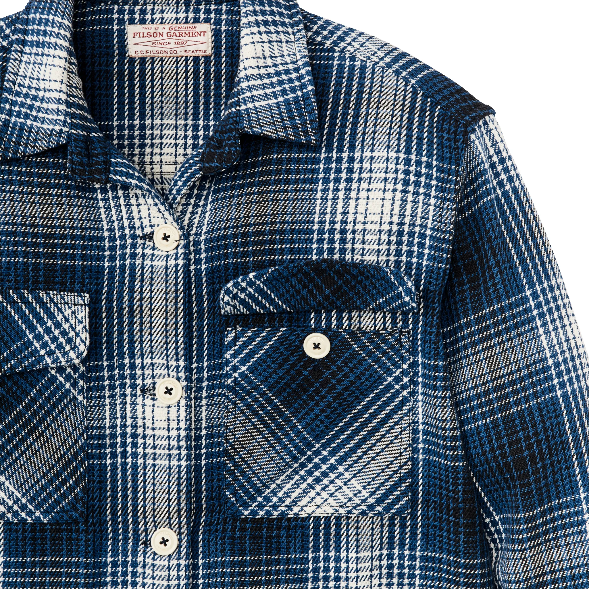 Women's Deer Island Jac-shirt - Cobalt / Natural Shadow Plaid sold by Filson product image thumbnail 4