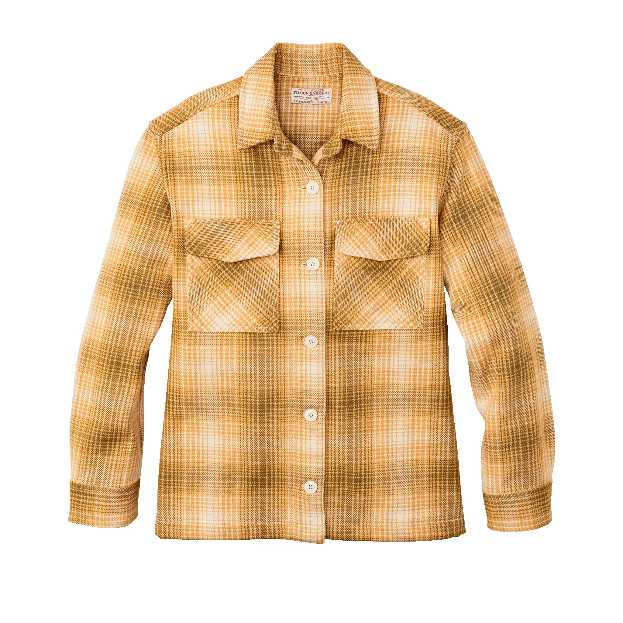 Women's Deer Island Jac-shirt - Ochre / Cream Plaid sold by Filson
