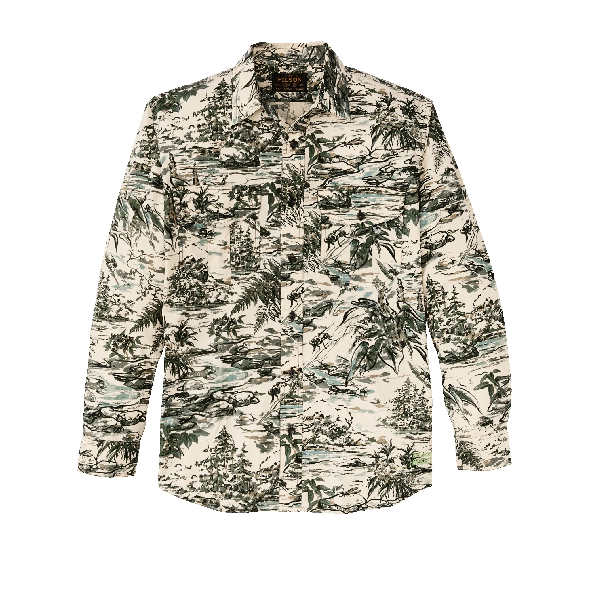 Filson X Housefly Washed Feather Cloth Shirt - Khaki / Scenic sold by Filson